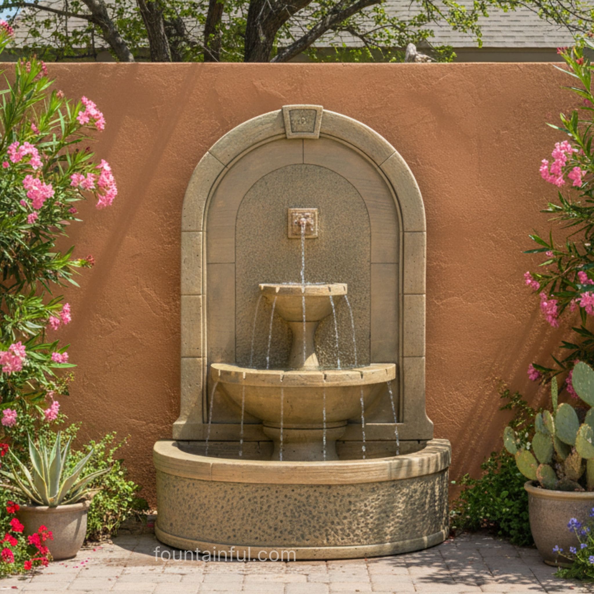New Horizon Concrete Wall Fountain - Fiore #LG121 - Italian Garden Decor