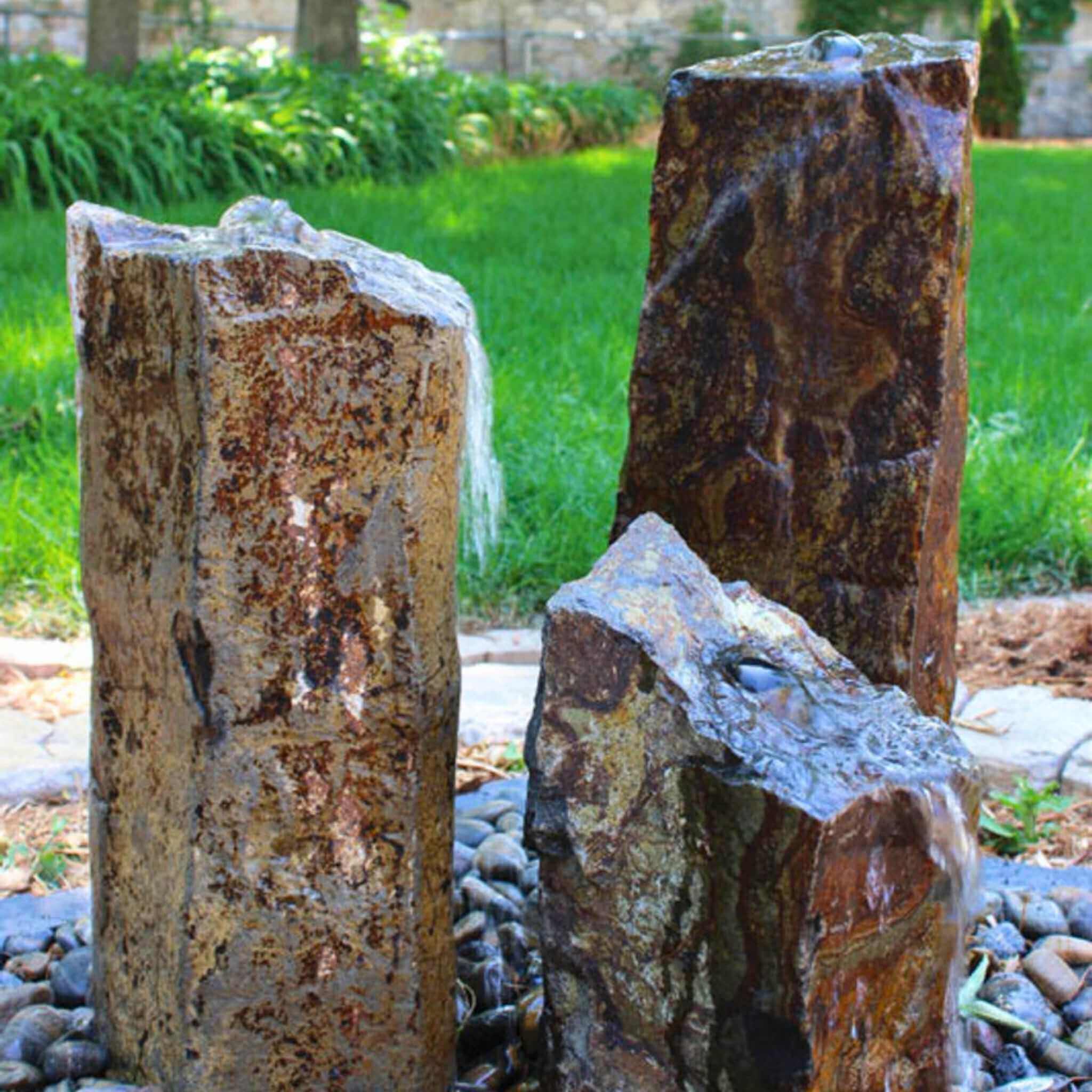 Rustic Basalt 3-Column Fountain - Complete Kit - Blue Thumb