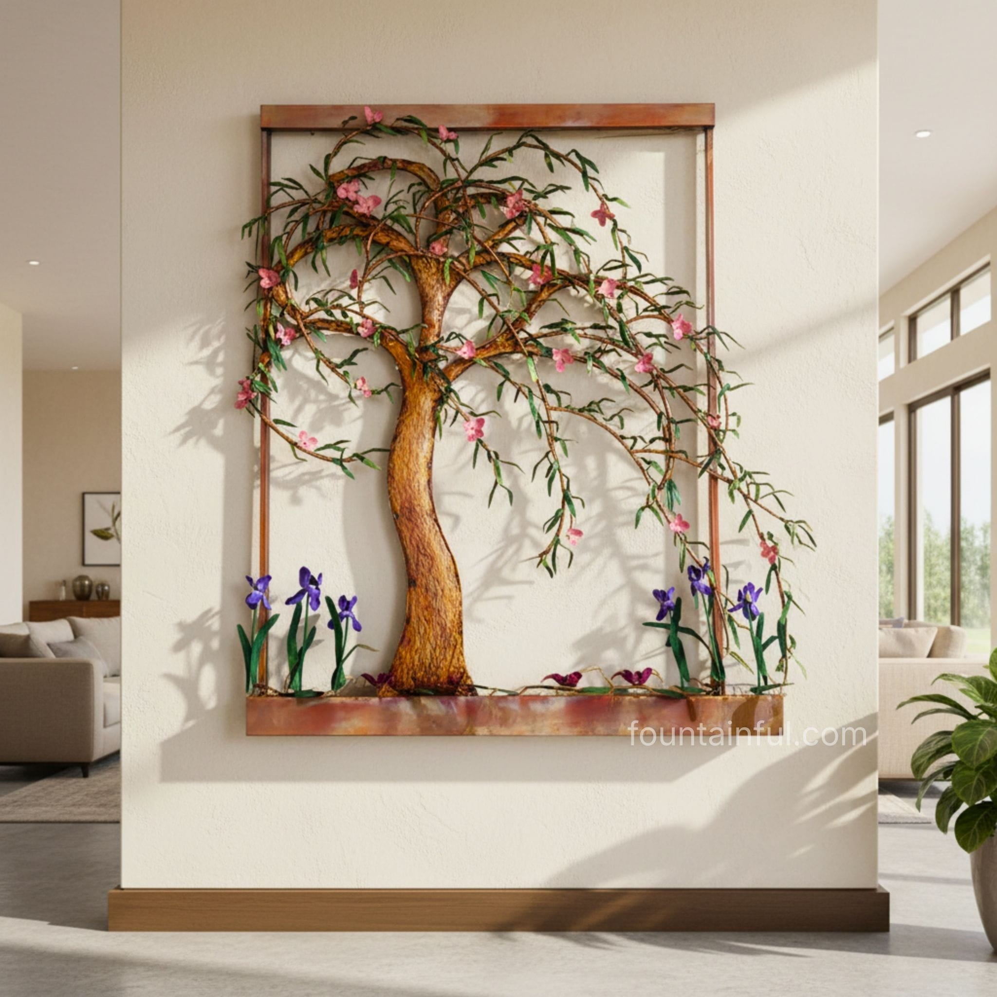 Spring Willow Sculpture Wall Fountain - Cameron Harvey - Mixed Media Copper Bronze