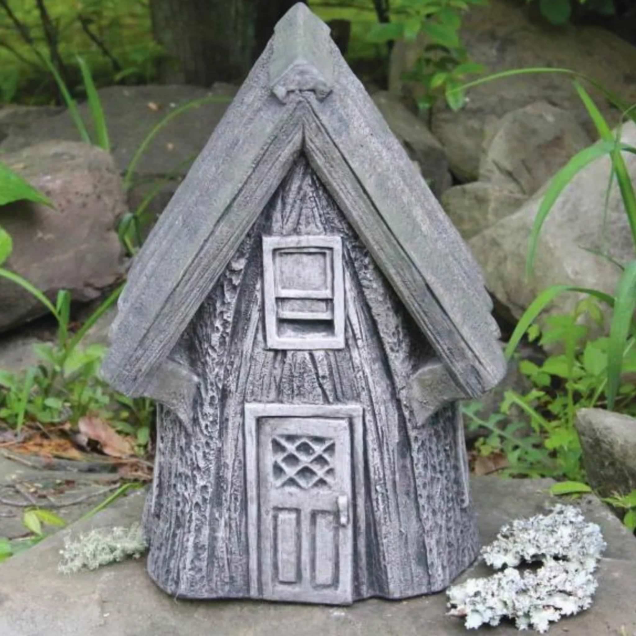 Tree Stump Cottage Whispering Woods Concrete Statue - Massarellis #2404 - Fantasy Fairy Garden Decor