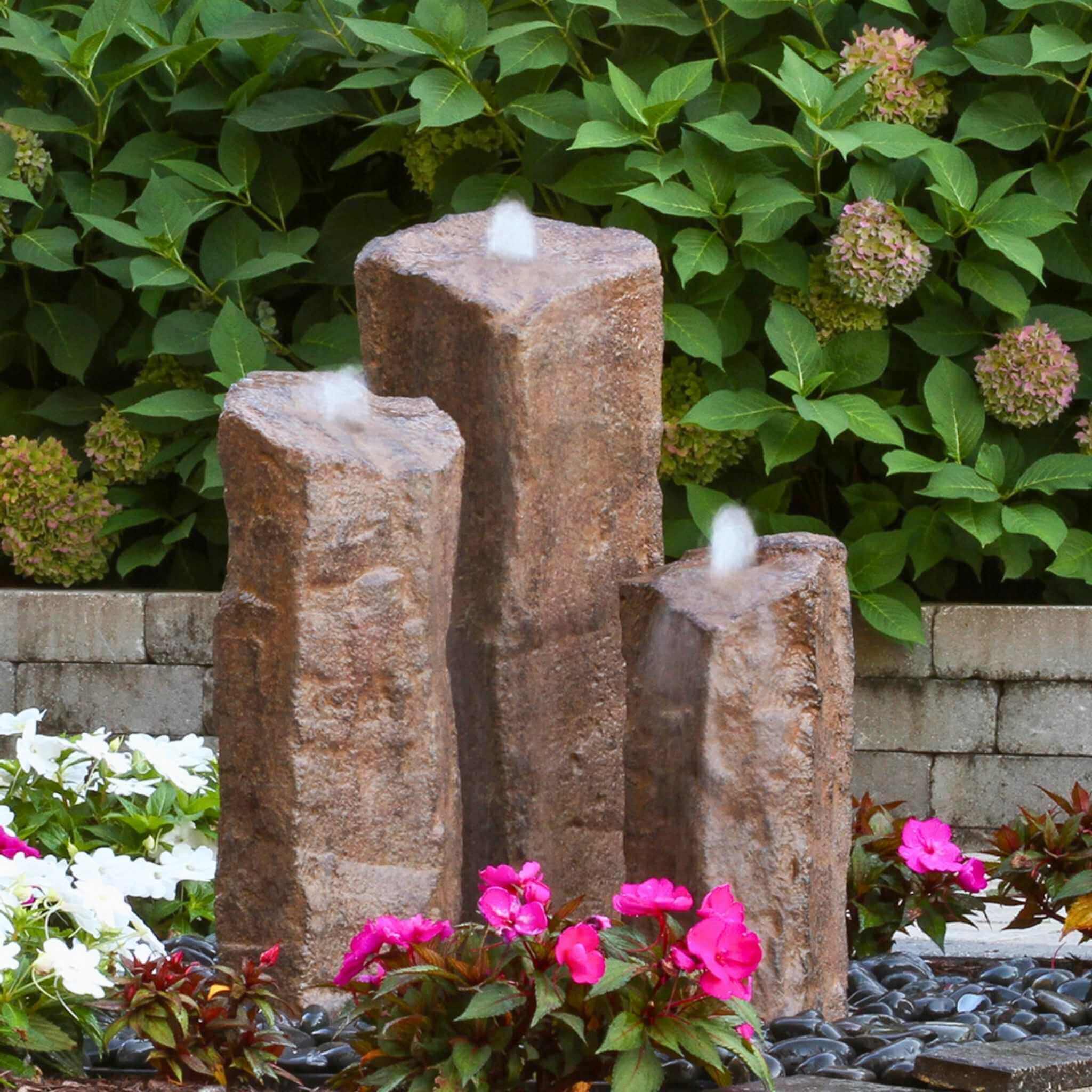 Triple "Basalt" GFRC 3-Boulder Fountain - Complete Kit - Blue Thumb