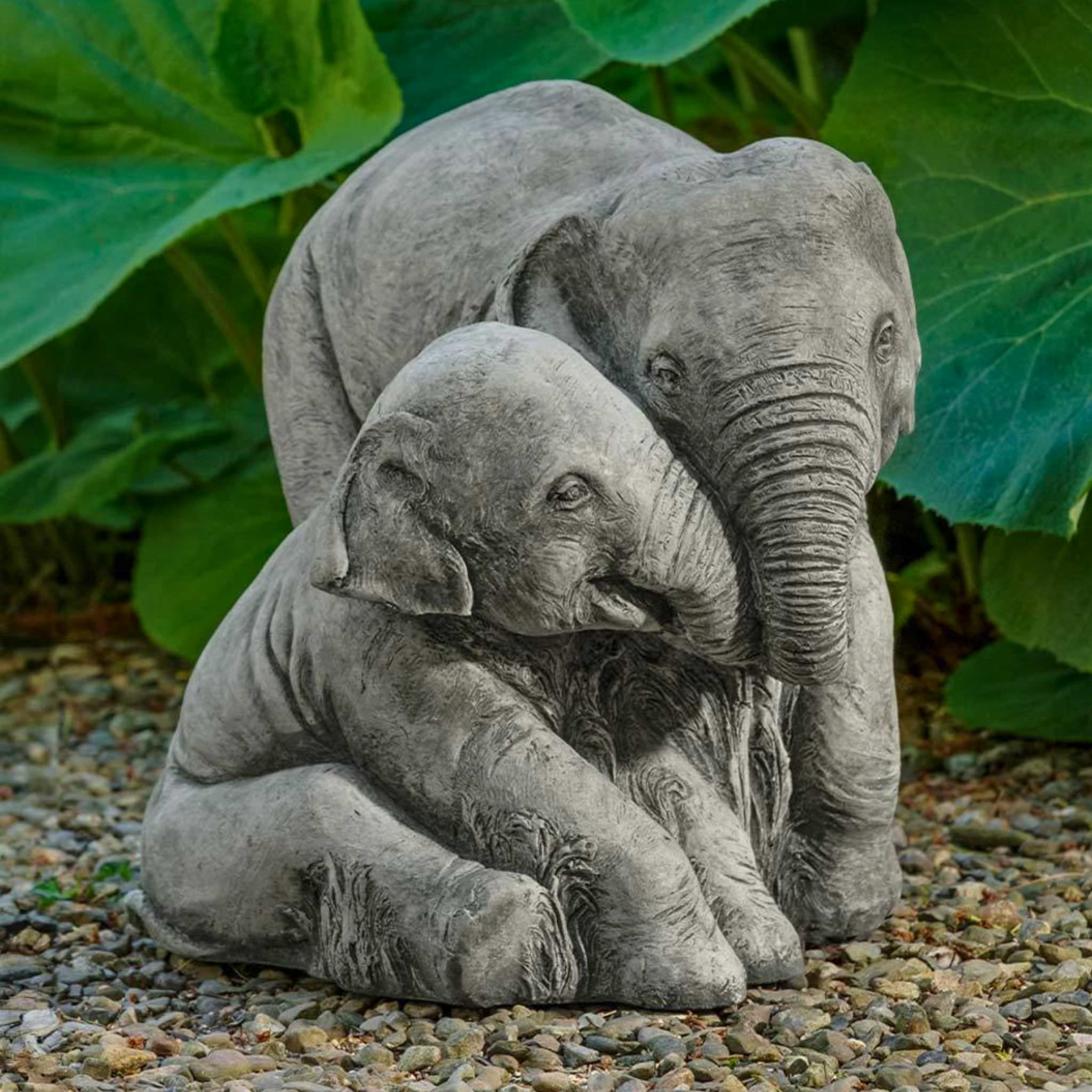 Elephant Mother & Child Concrete Garden Statue - Campania #A678
