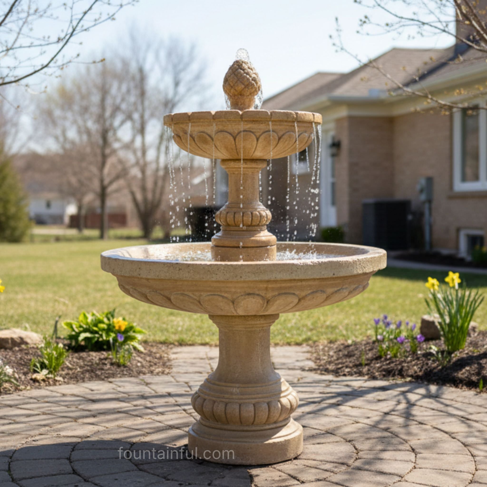 Geneva 2-Tier Concrete Fountain - Fiore #LG164FT2