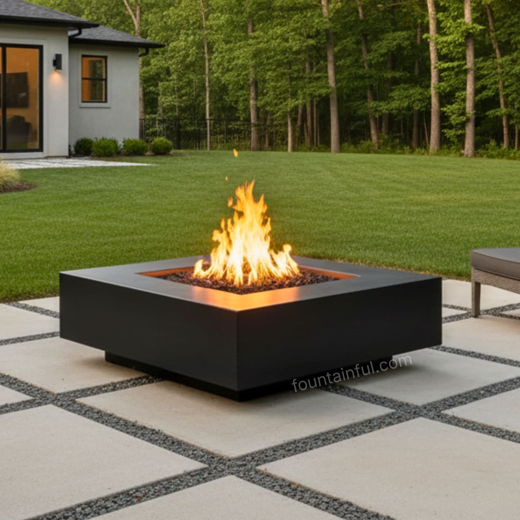 Cabo Square Concrete Gas Fire Pit - Outdoor Plus GFRC