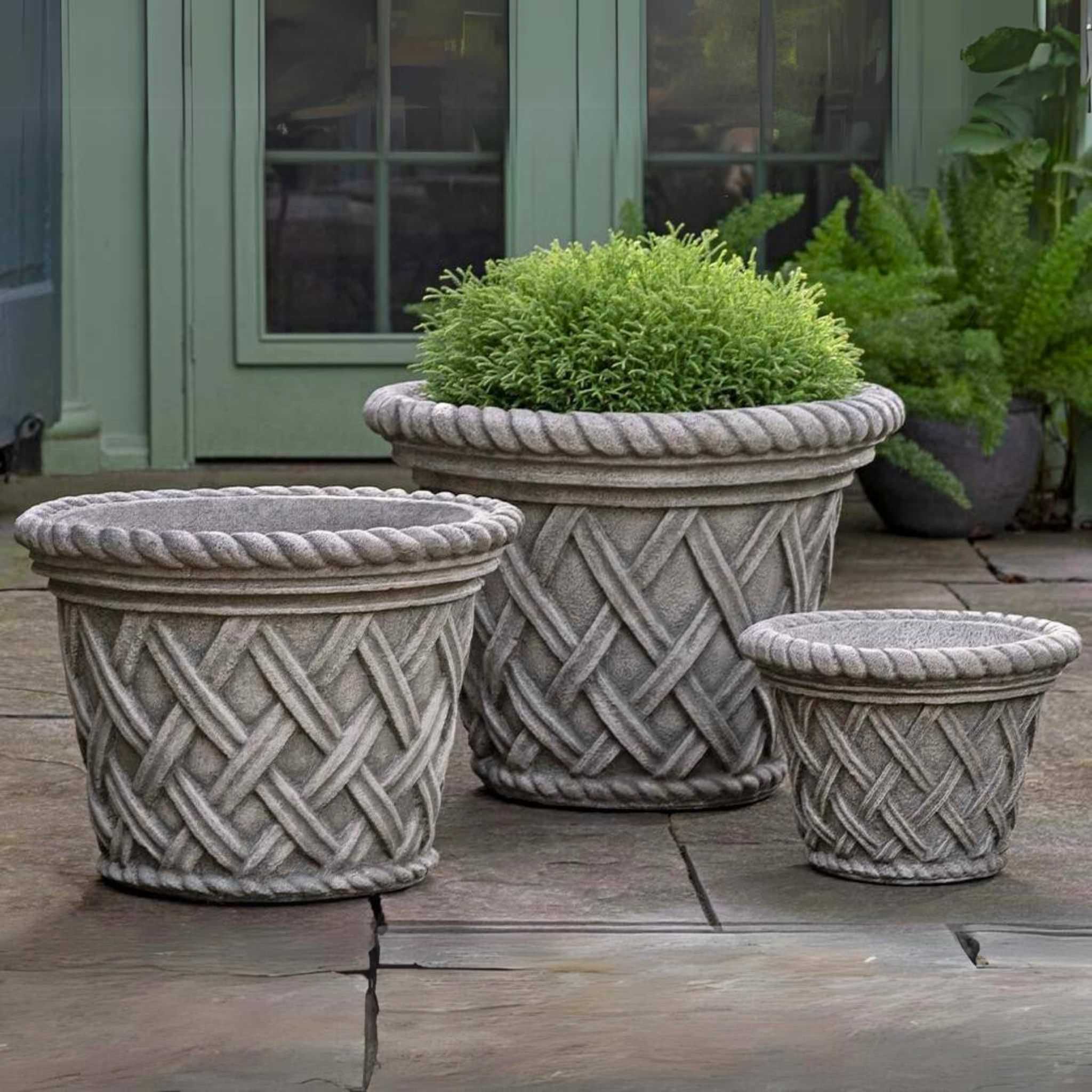 woven cement planter Campania International English Weave Planter (Small)