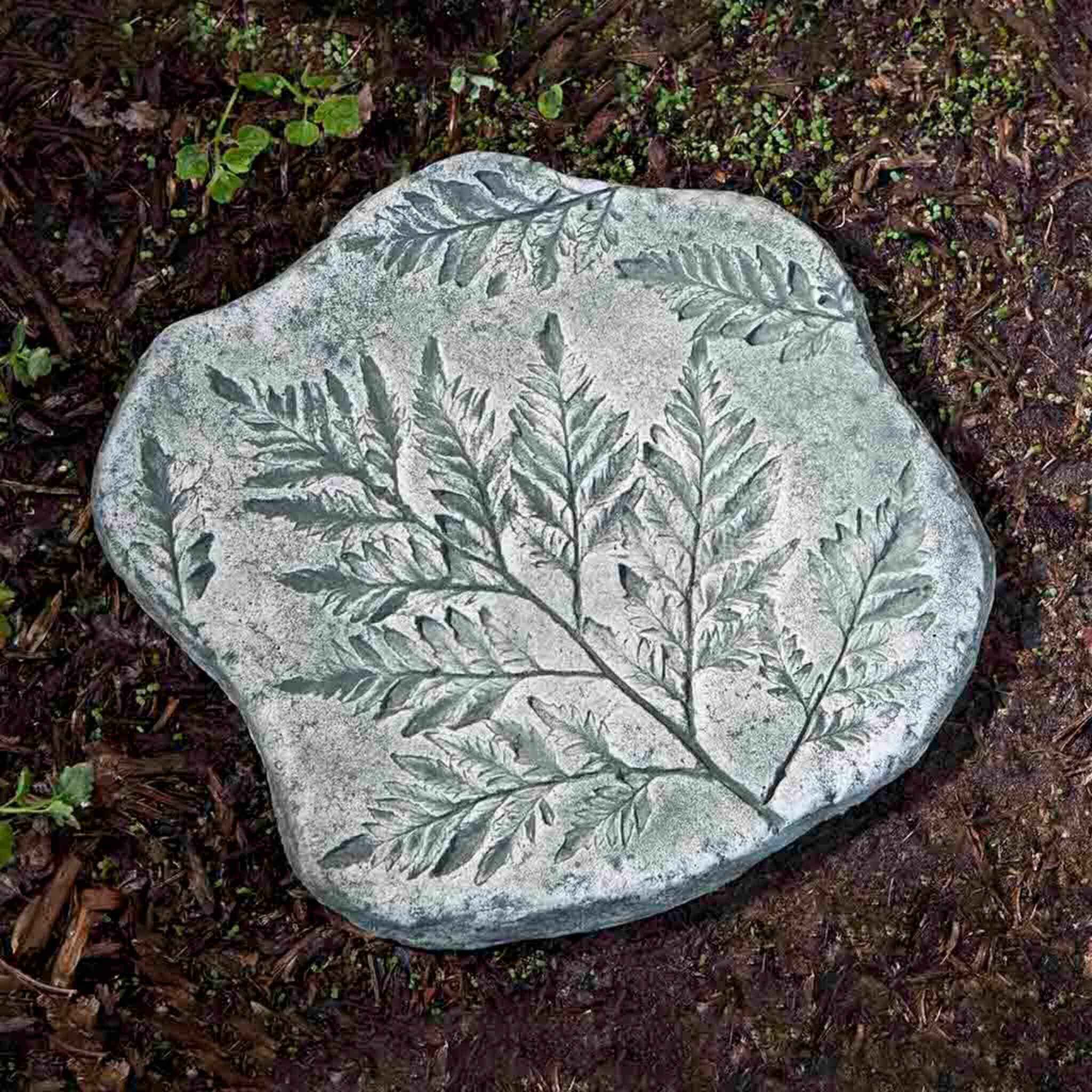 Fossil Fern Concrete Round Stepping Stone - Campania #E116