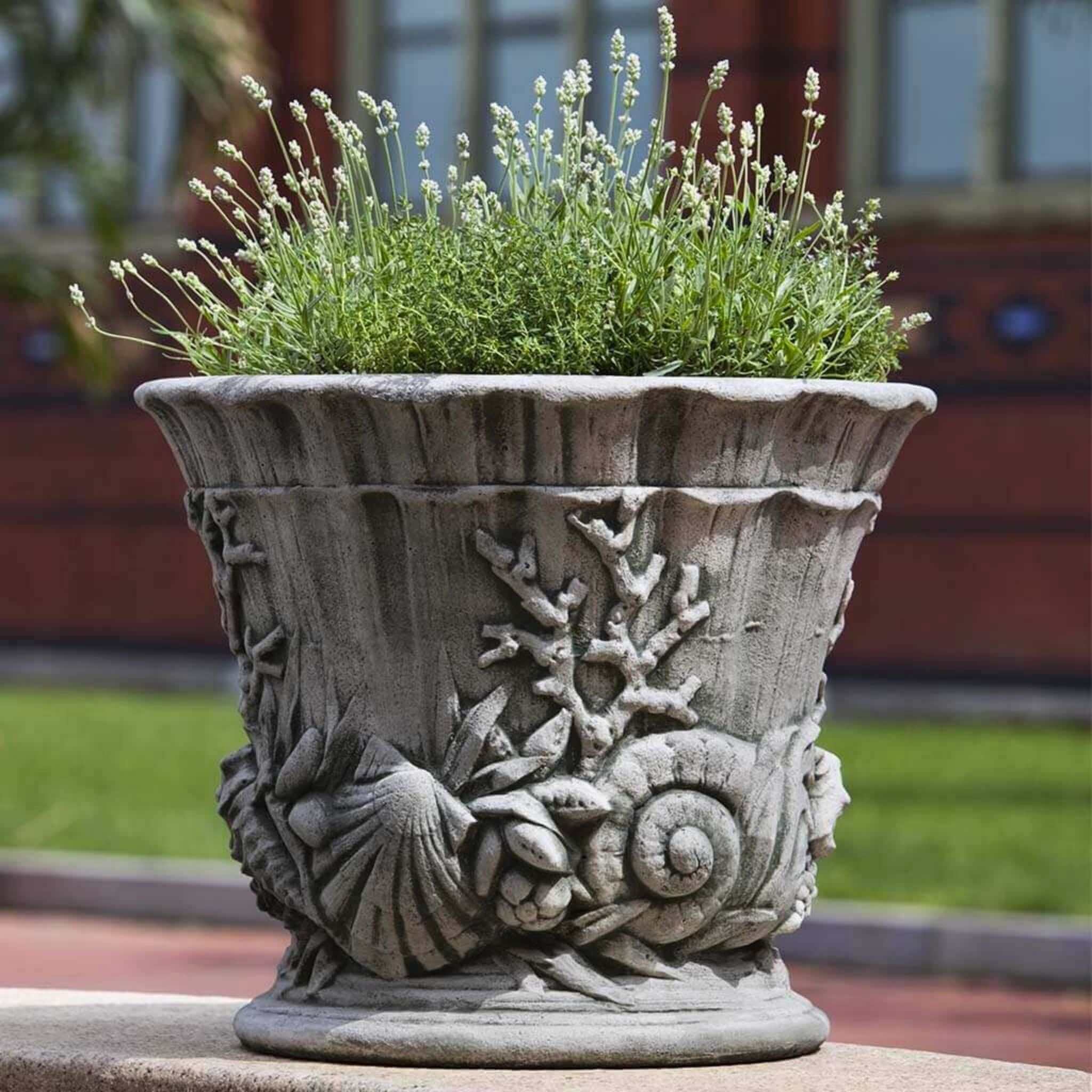 large stone plant pots Smithsonian Chesapeake Urn Planter Campania International Alpine Stone (AS)