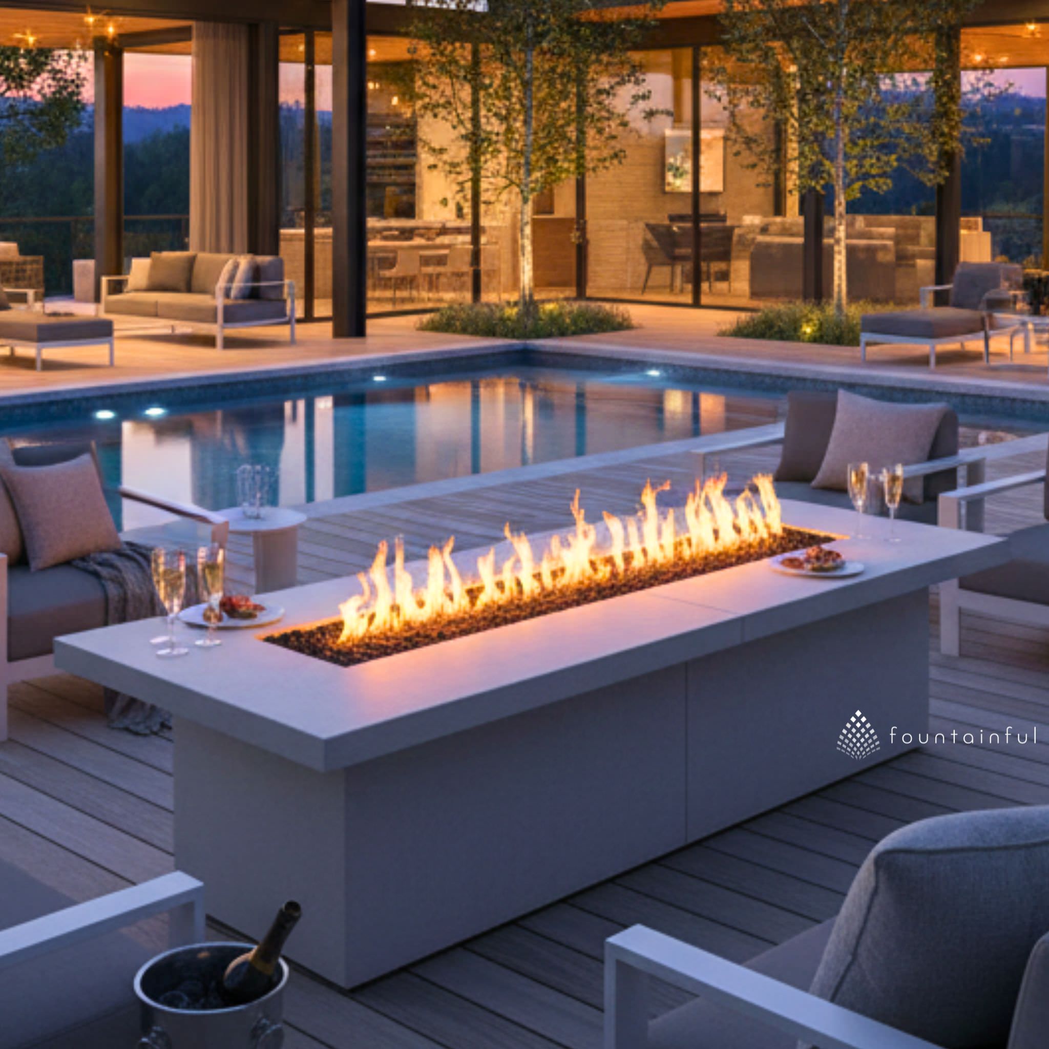 Newport Concrete Gas Fire Table - The Outdoor Plus