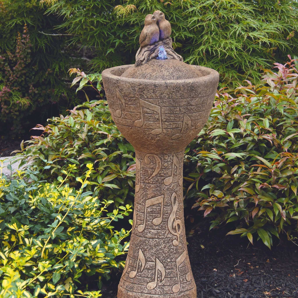 Springtime Birds Concrete Fountainette w/Lights - Massarellis #3912