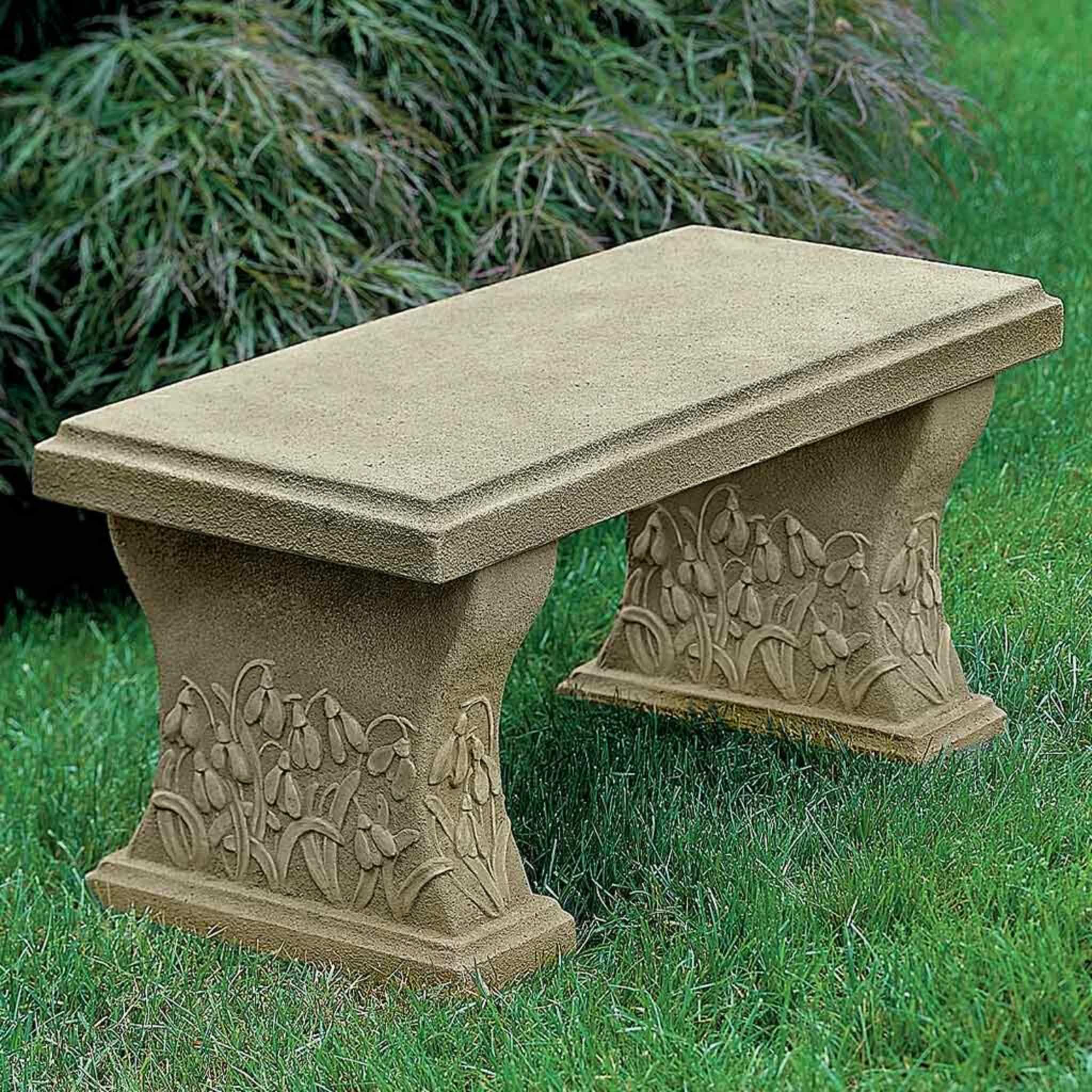 Snowdrop Concrete Outdoor Bench Campania