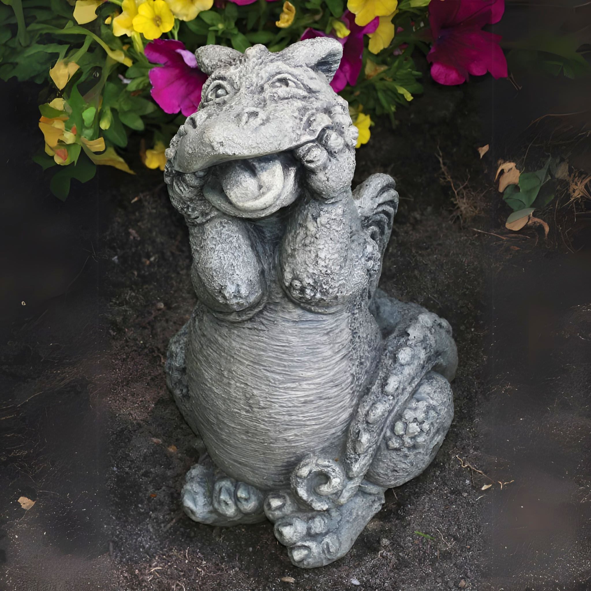 Lil Dragon "Silly You" Concrete Garden Statue - Massarellis #5054