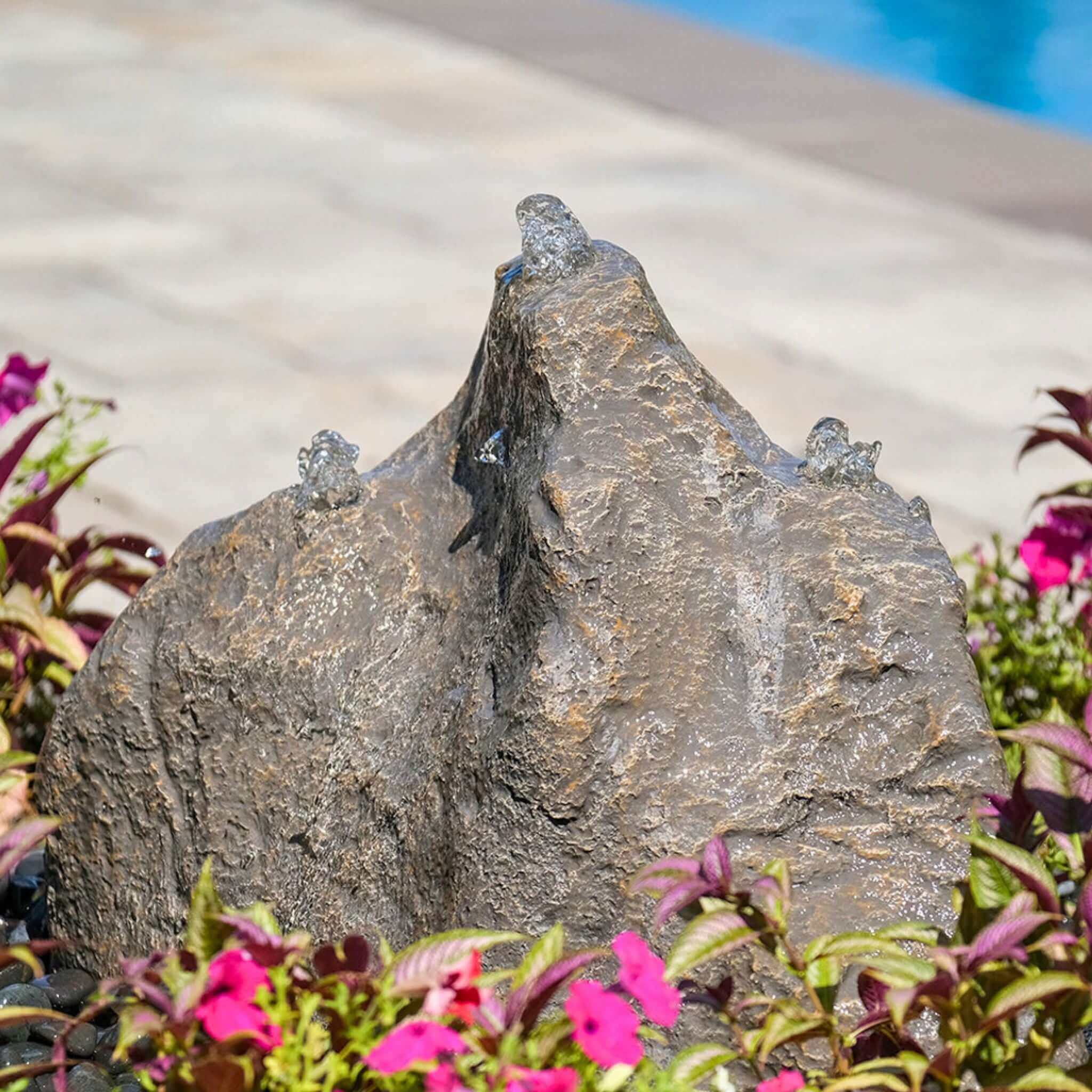 Triple Cascade GFRC Boulder Fountain - Blue Thumb
