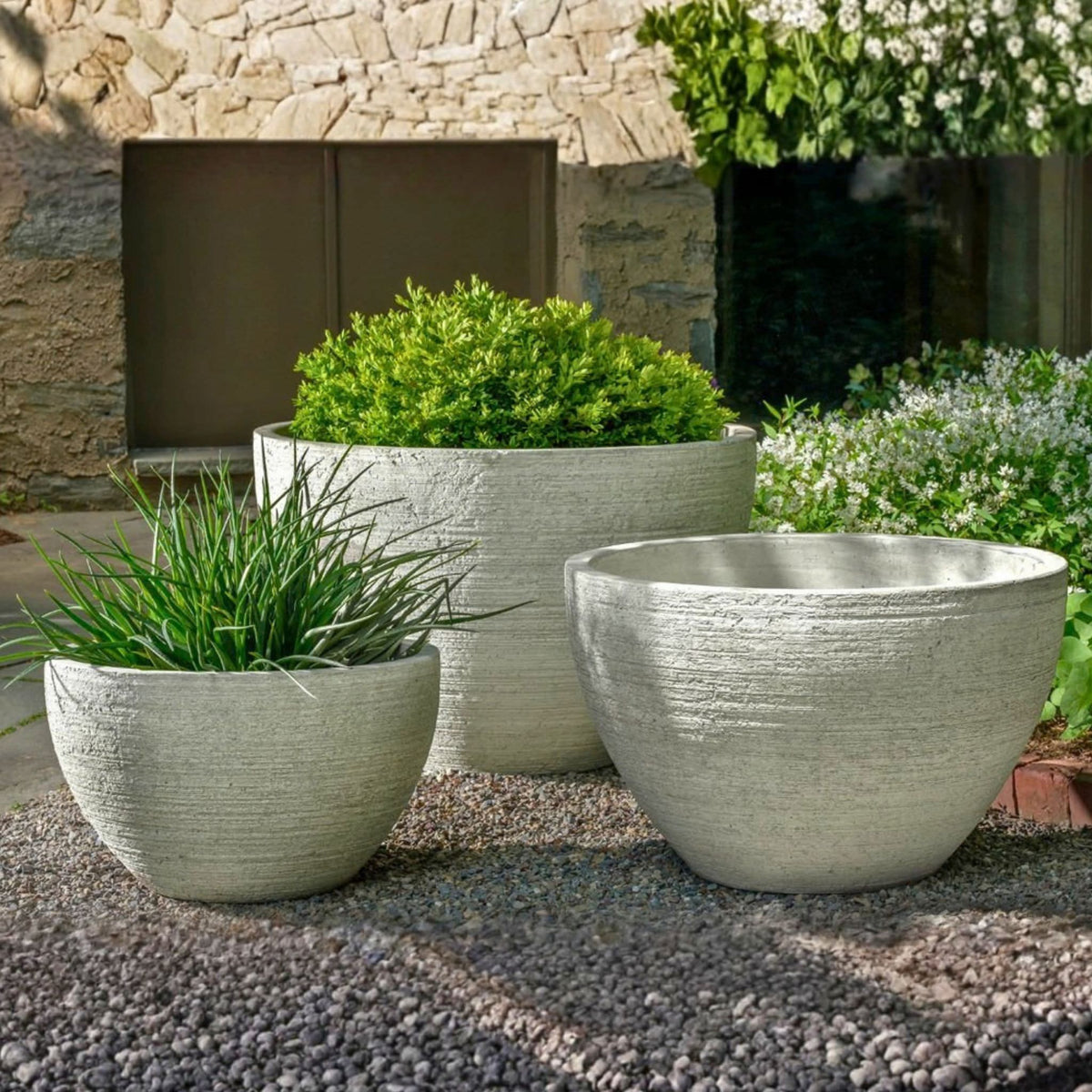 Nori Round Modern Concrete Planters - Campania - P1006 P1007 P1008 P1022 P1023 - Handmade Asian Garden Decor
