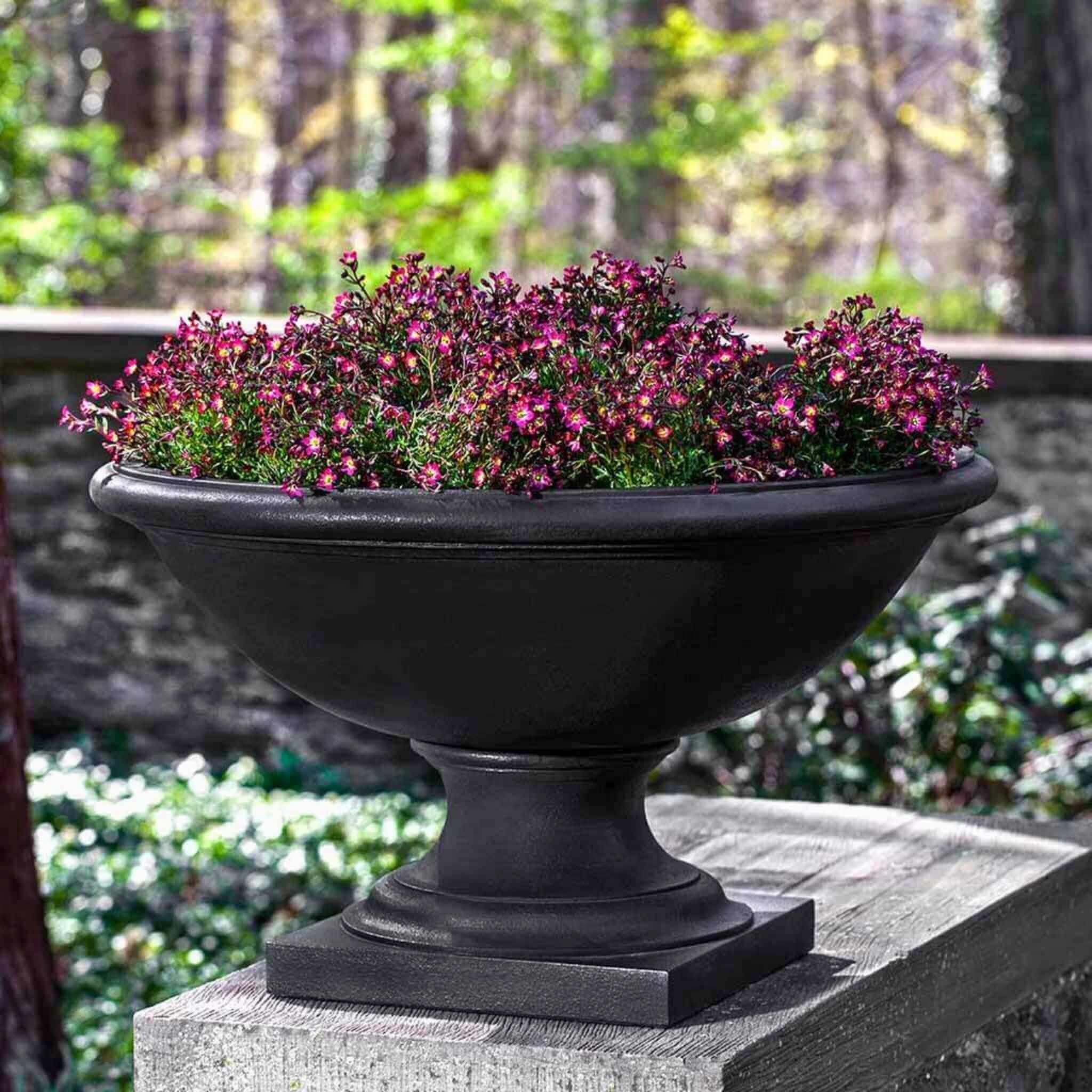 wide low planter pot Campania International | Low Savannah Urn Nero Nuovo