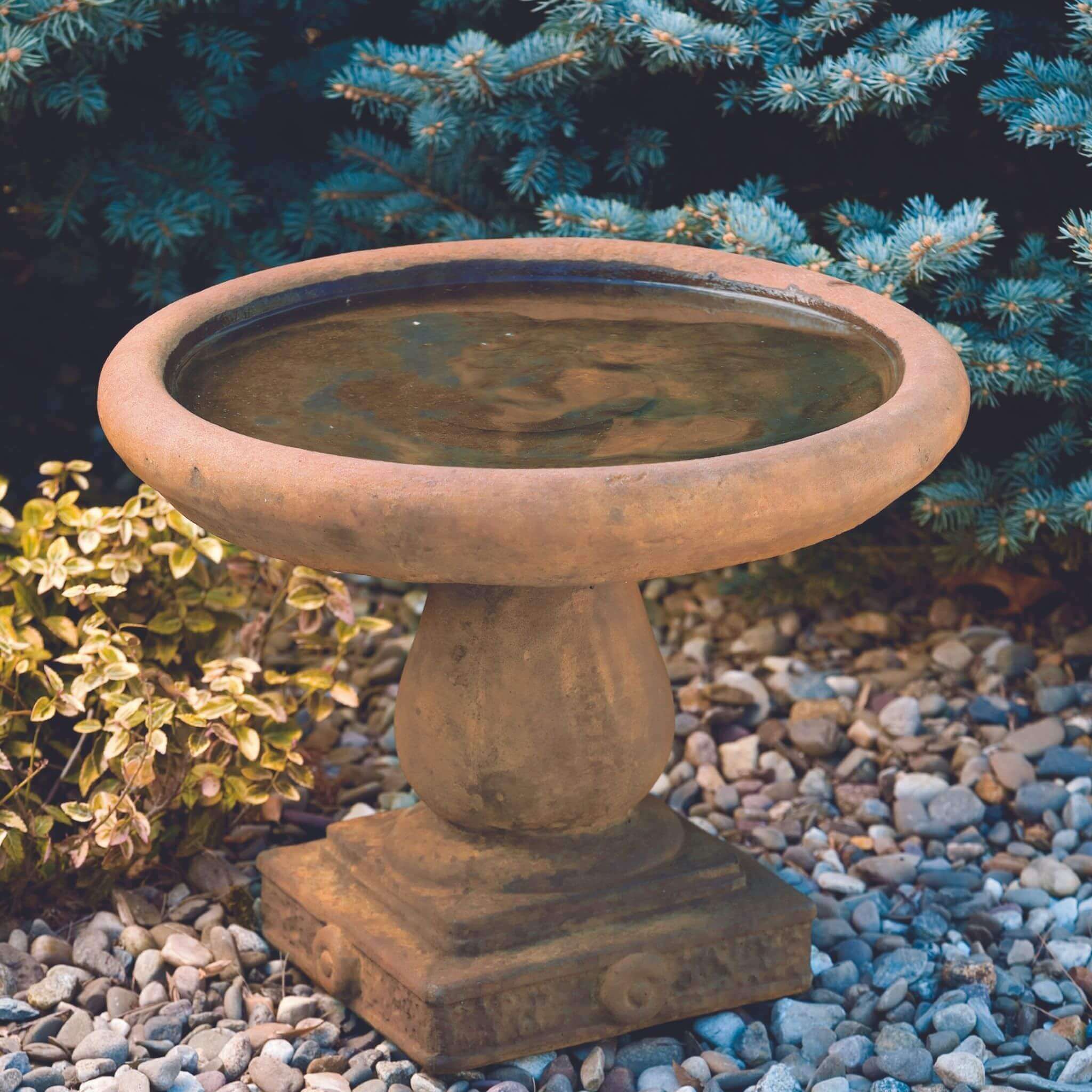 Regal Embossed Short Concrete Bird Bath - Massarellis #9740