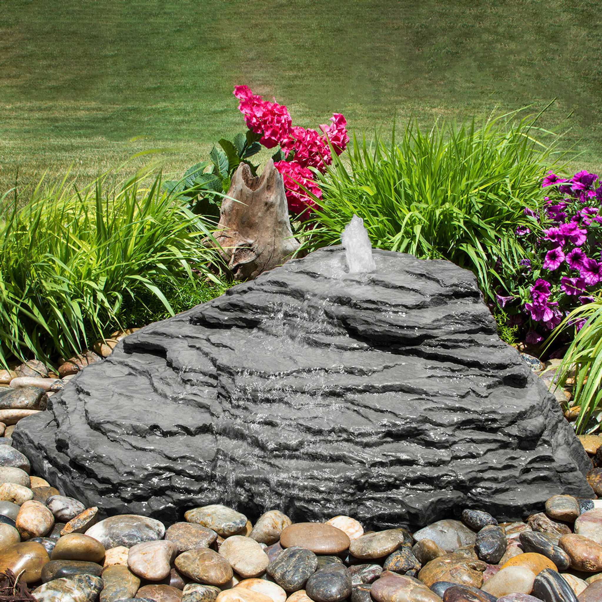 Slate River Falls GFRC Boulder Fountain - Complete Kit - Blue Thumb