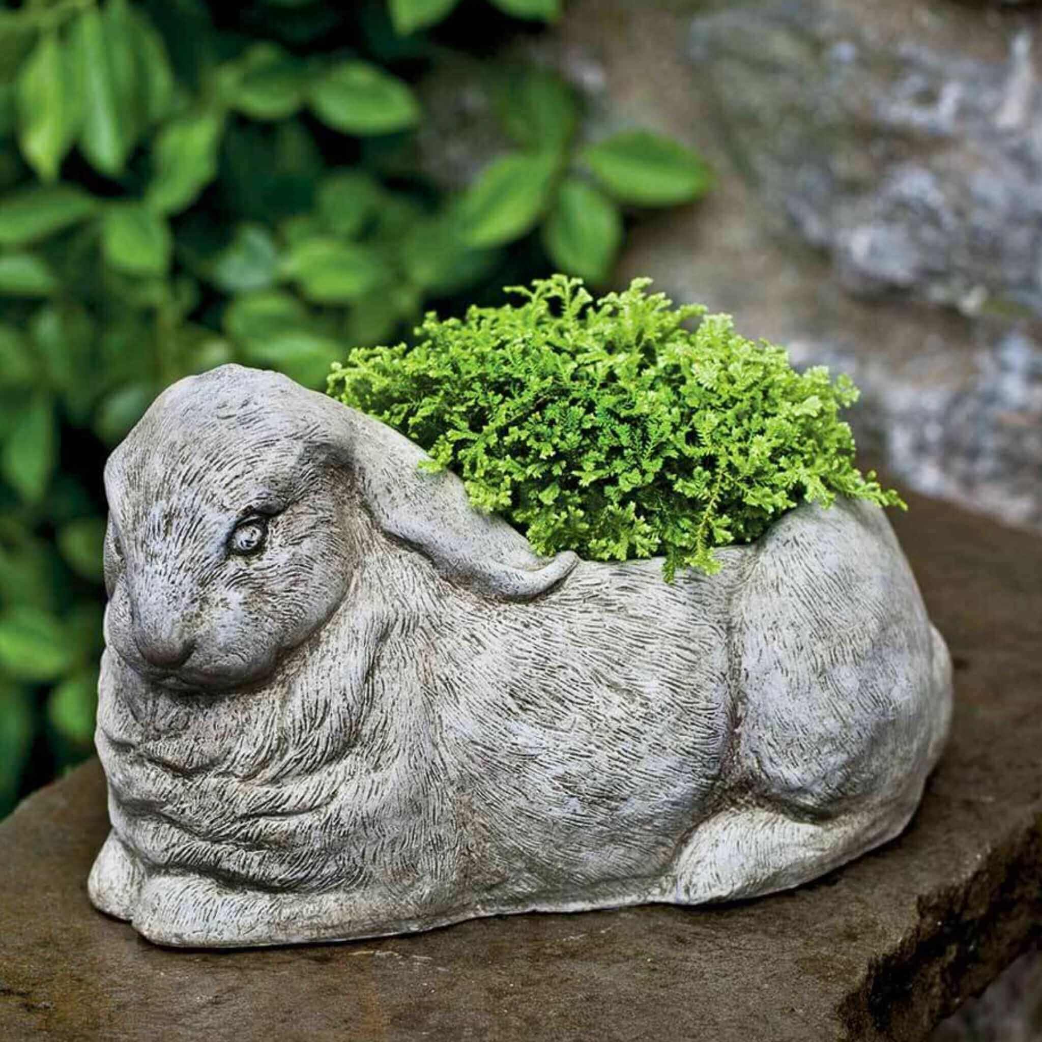 cement rabbit planter with saucer Campania International Bunny Planter Garden Statue