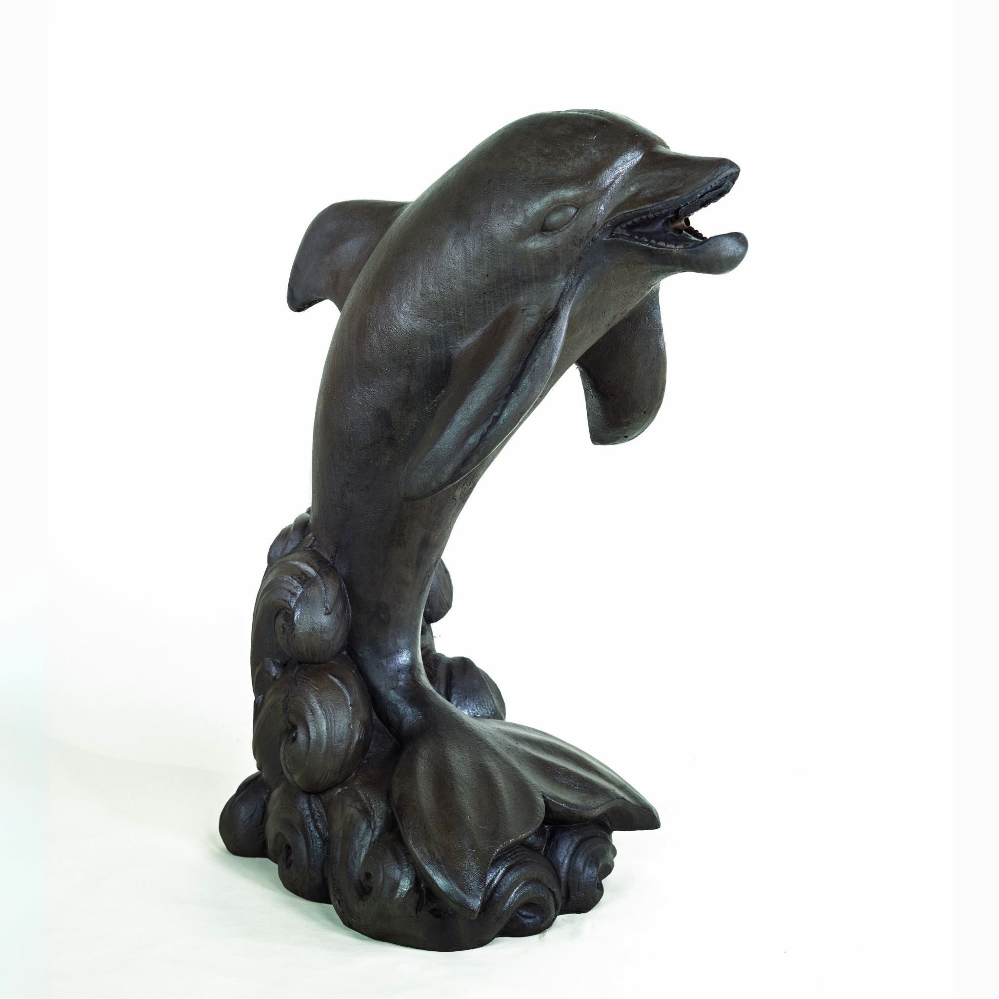 Delfino Plumbed Concrete Dolphin Statue - Giannini #8123