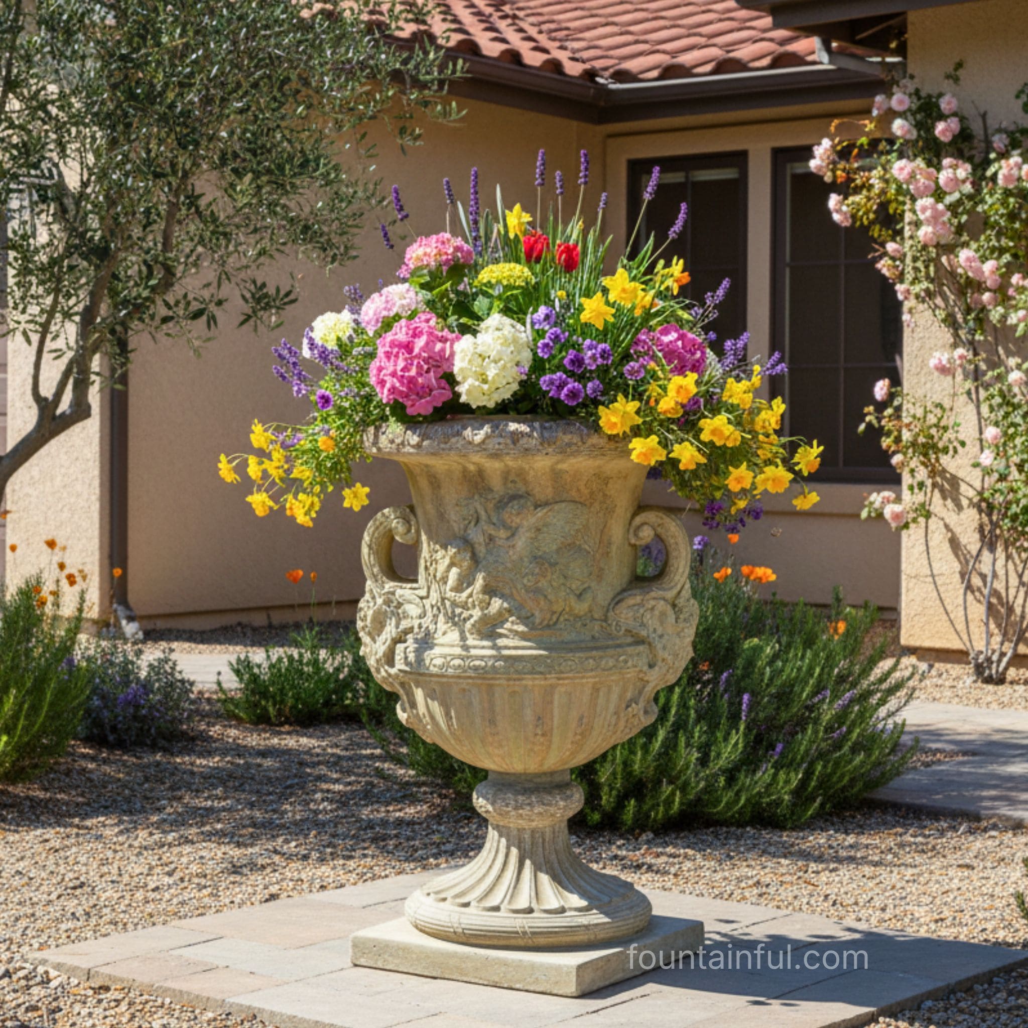 Maximus Urn Concrete Planter - Giannini #2196 Large Roman Italian