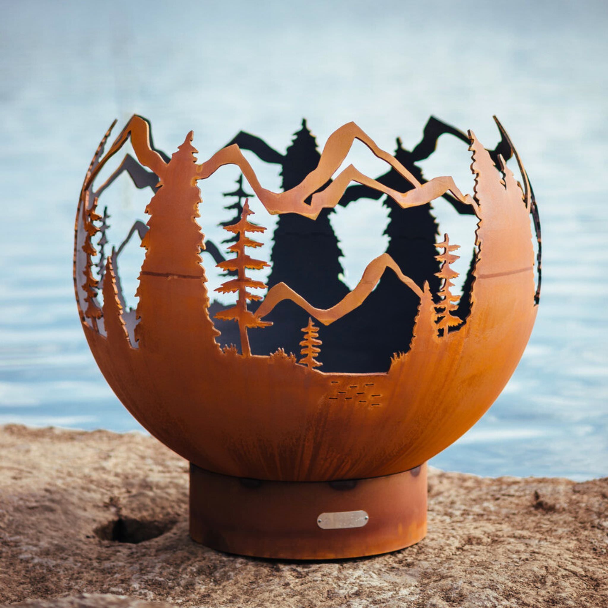 Mountain Vista Wood Burning Fire Pit in Steel - Fire Pit Art
