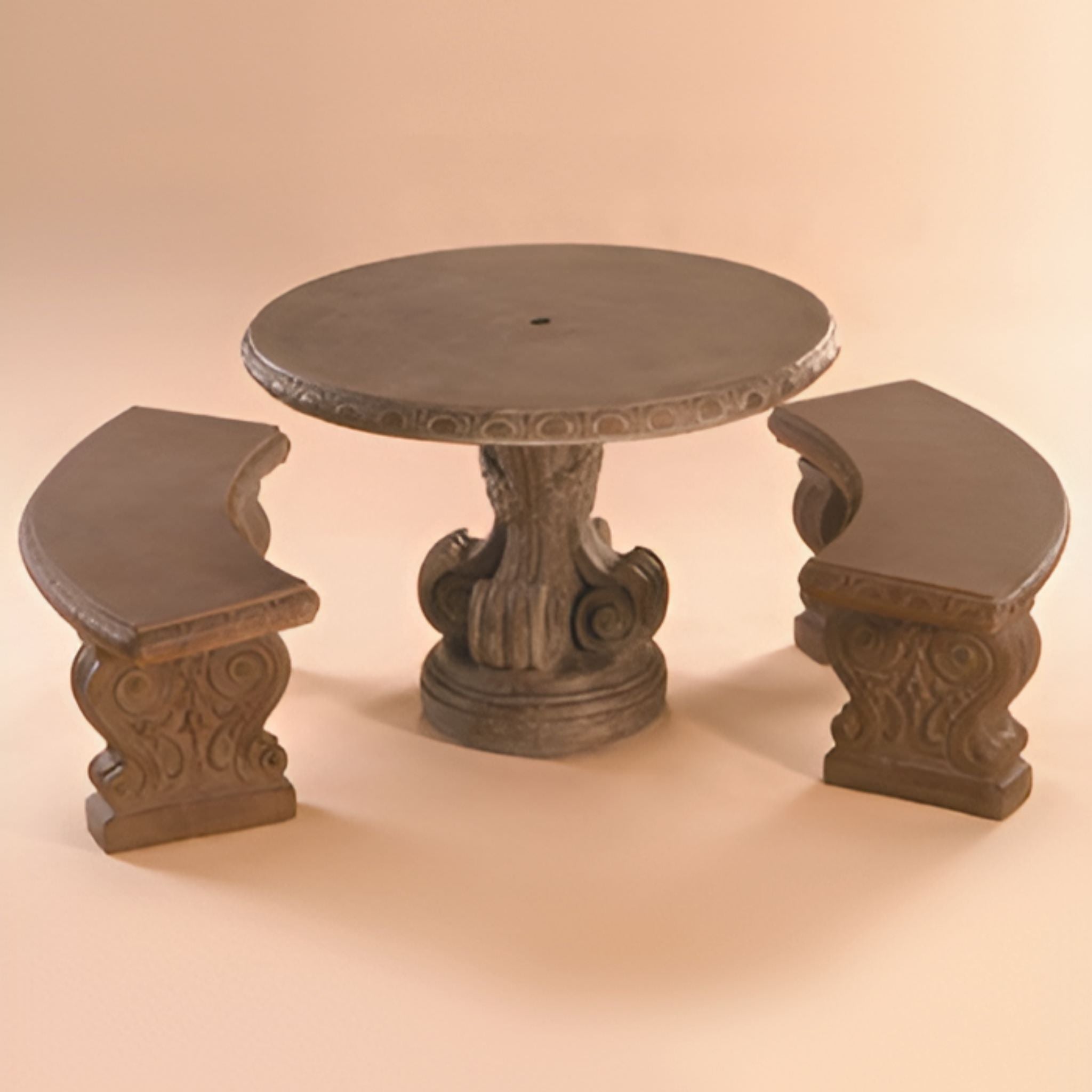 Curved Concrete Benches + Table Set - Fiore