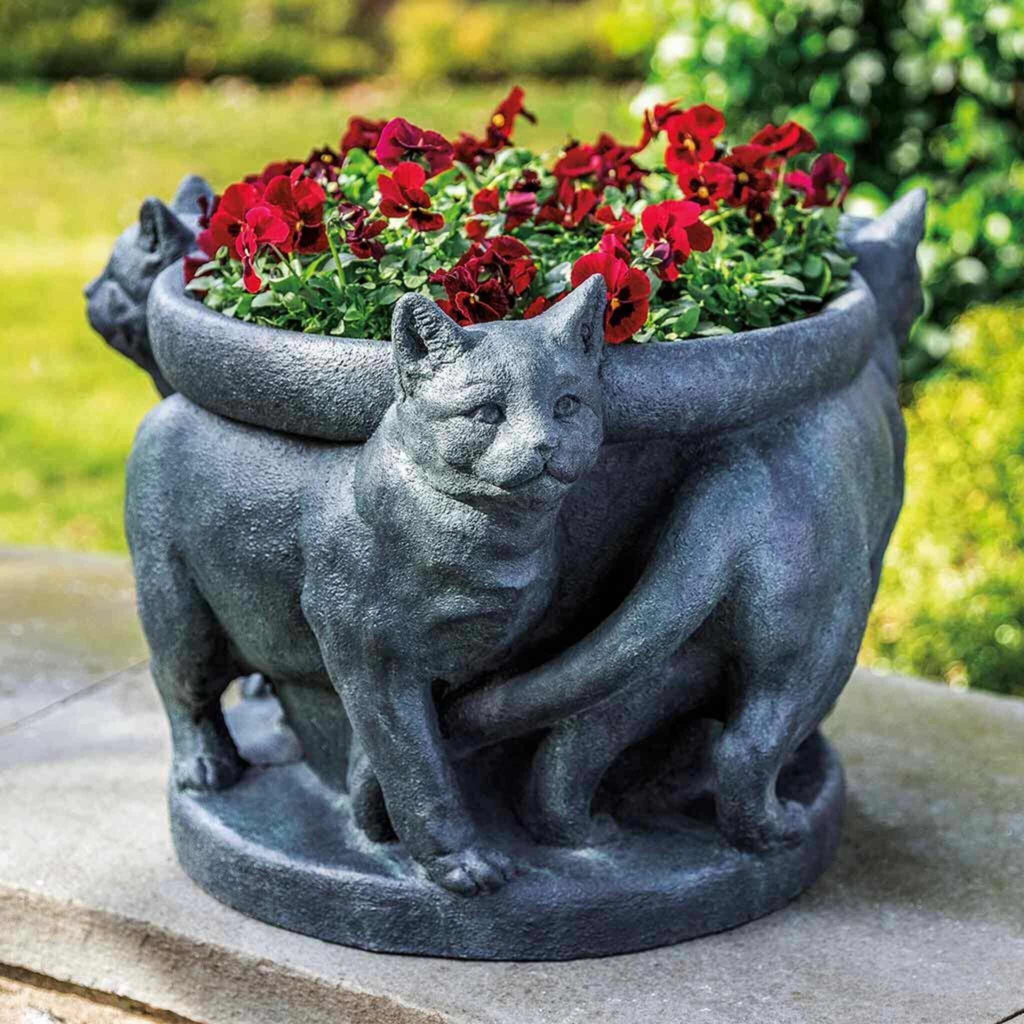 cat plant pot outdoor Campania International 3 Cats Planter Lead Antique