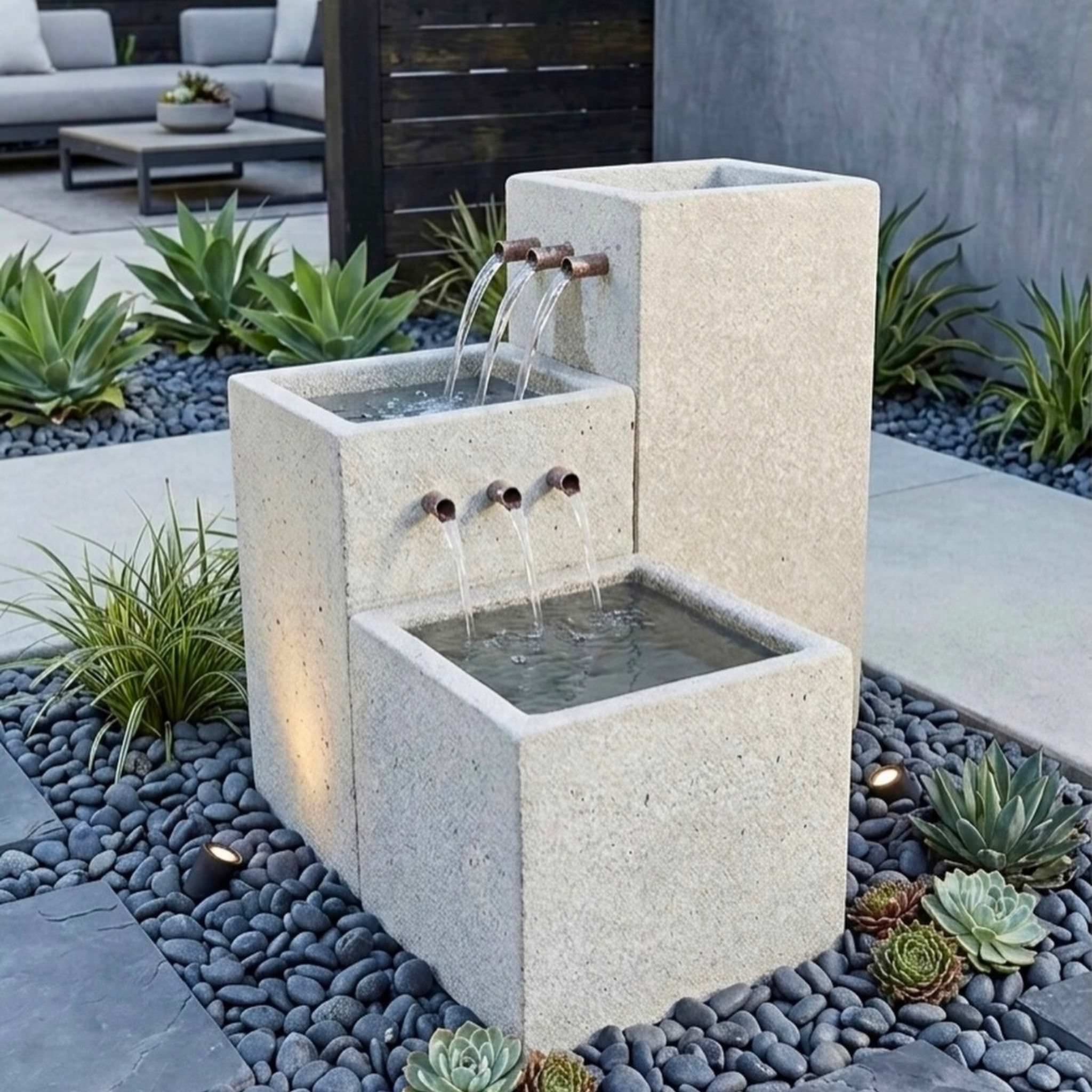 Square Streams Concrete Cascade Fountain - Fiore #270