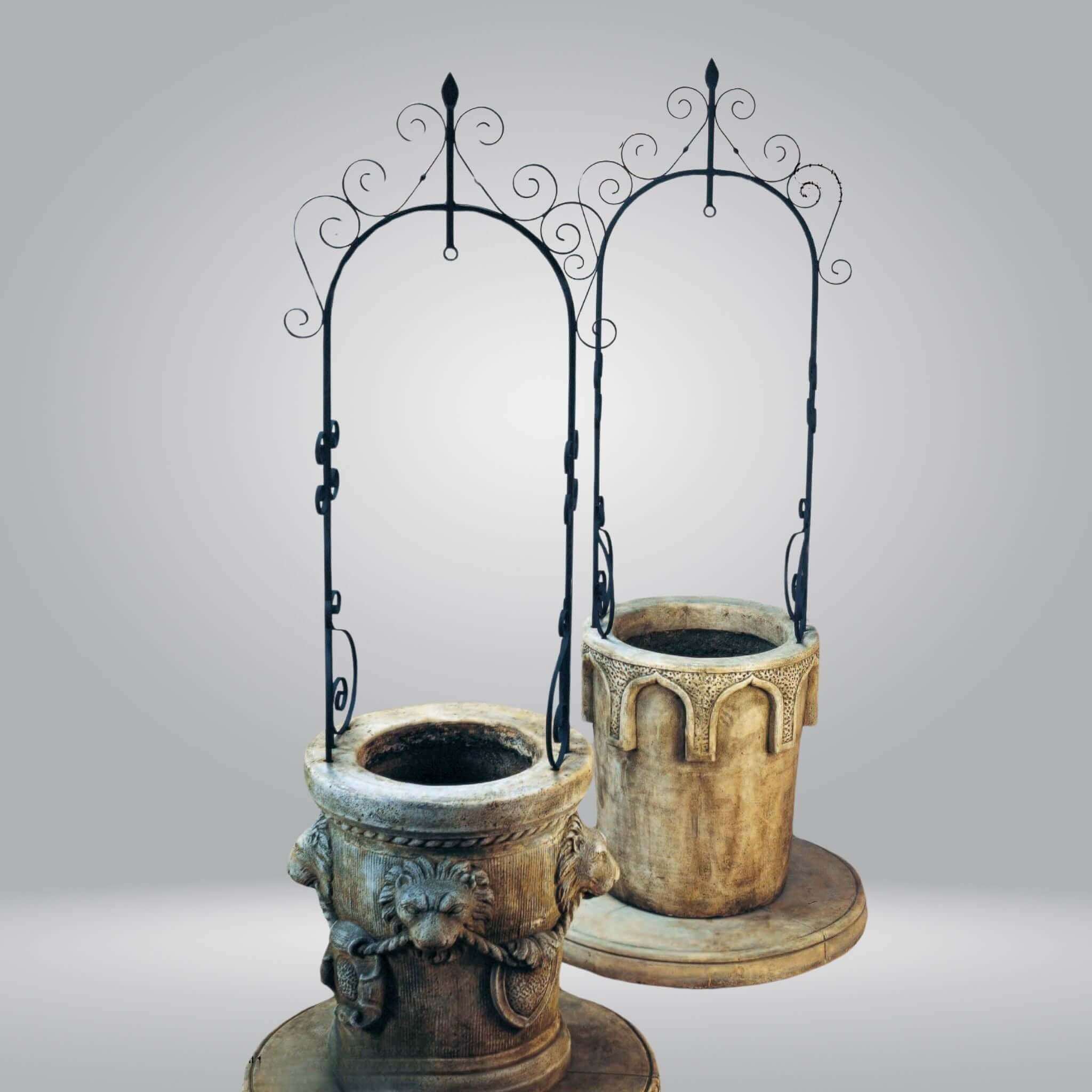 De Medeci Lion Head and Castello Concrete Wishing Wells - Giannini #4001 & #4002