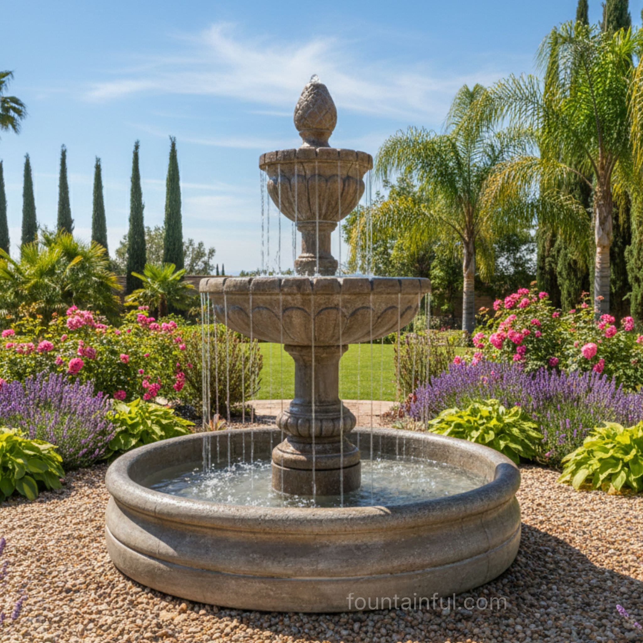 Geneva 2-Tier Fountain in 46" Basin - Fiore #LG164F46