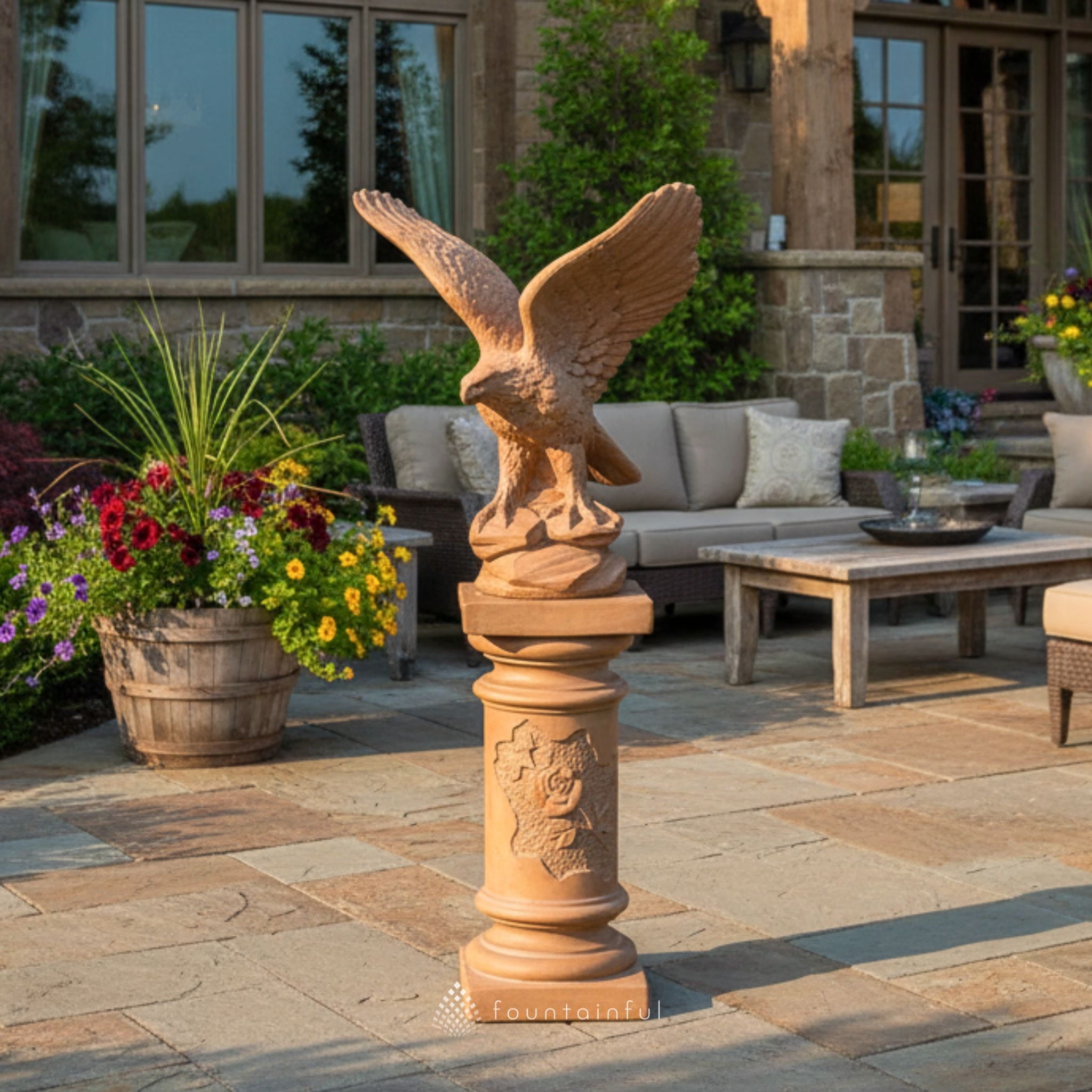 Flying Eagle Concrete Garden Statue - Giannini