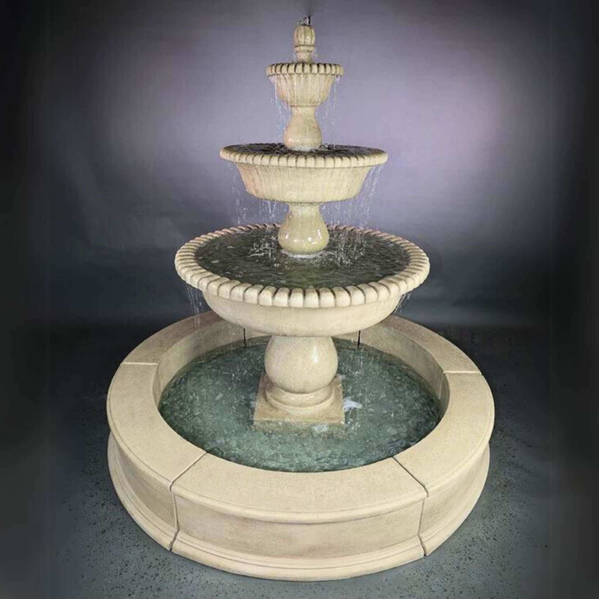 Malibu 3-Tier Concrete Pond Fountain - Giannini #1801
