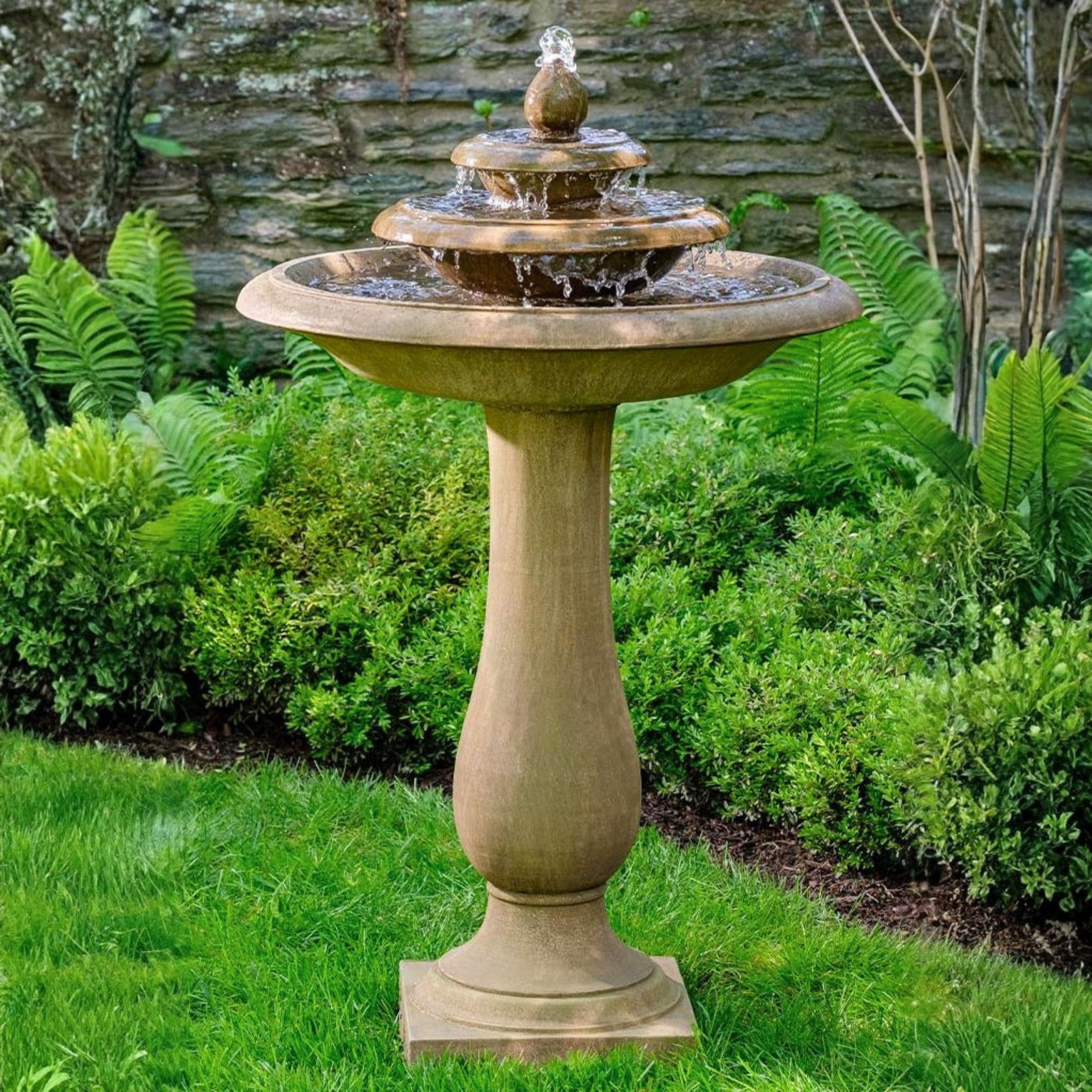 Cladridge 3-Tier Concrete Pedestal Fountain - Campania #FT415 - Birdbath