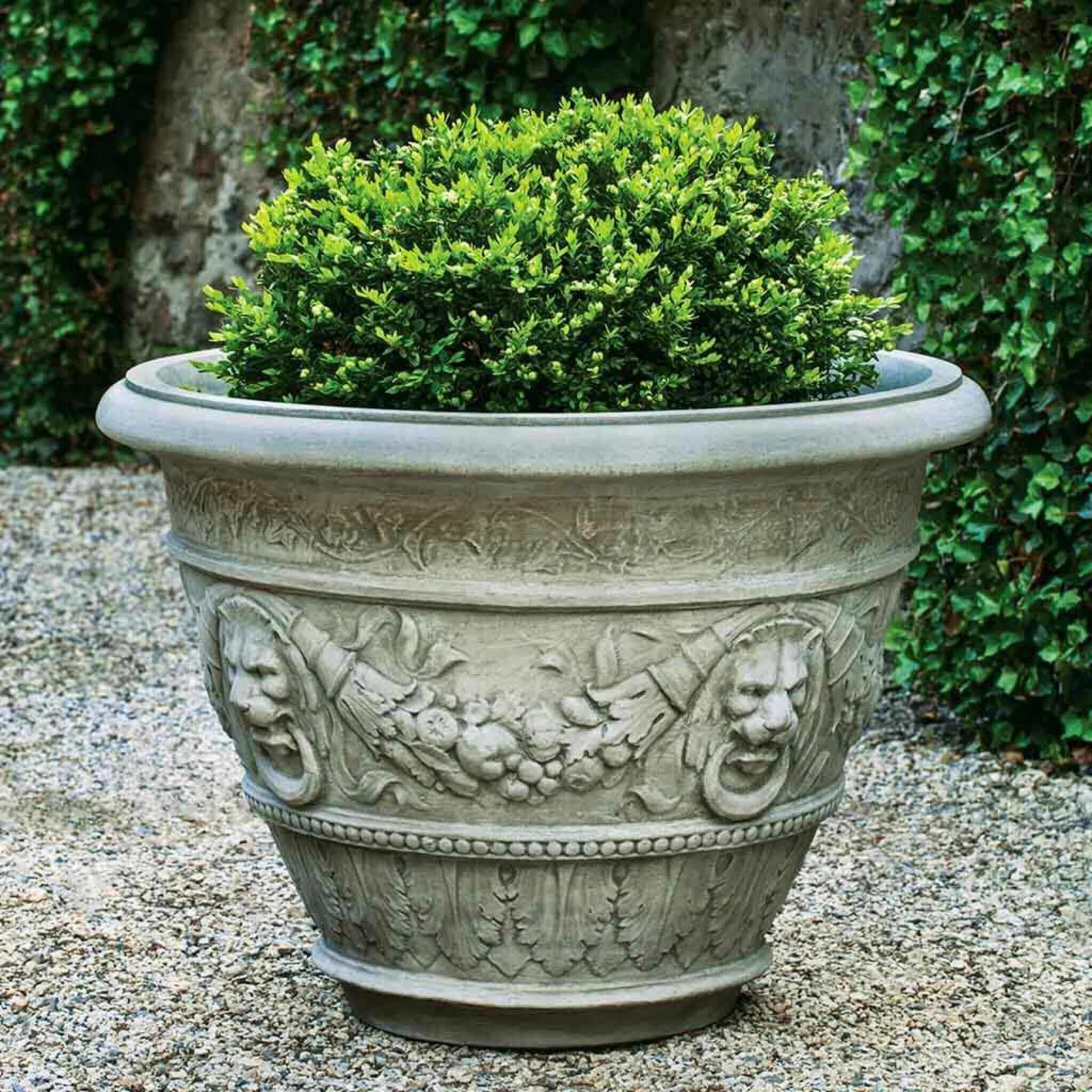 lion head plant pot Campania International Rosecliff Planter