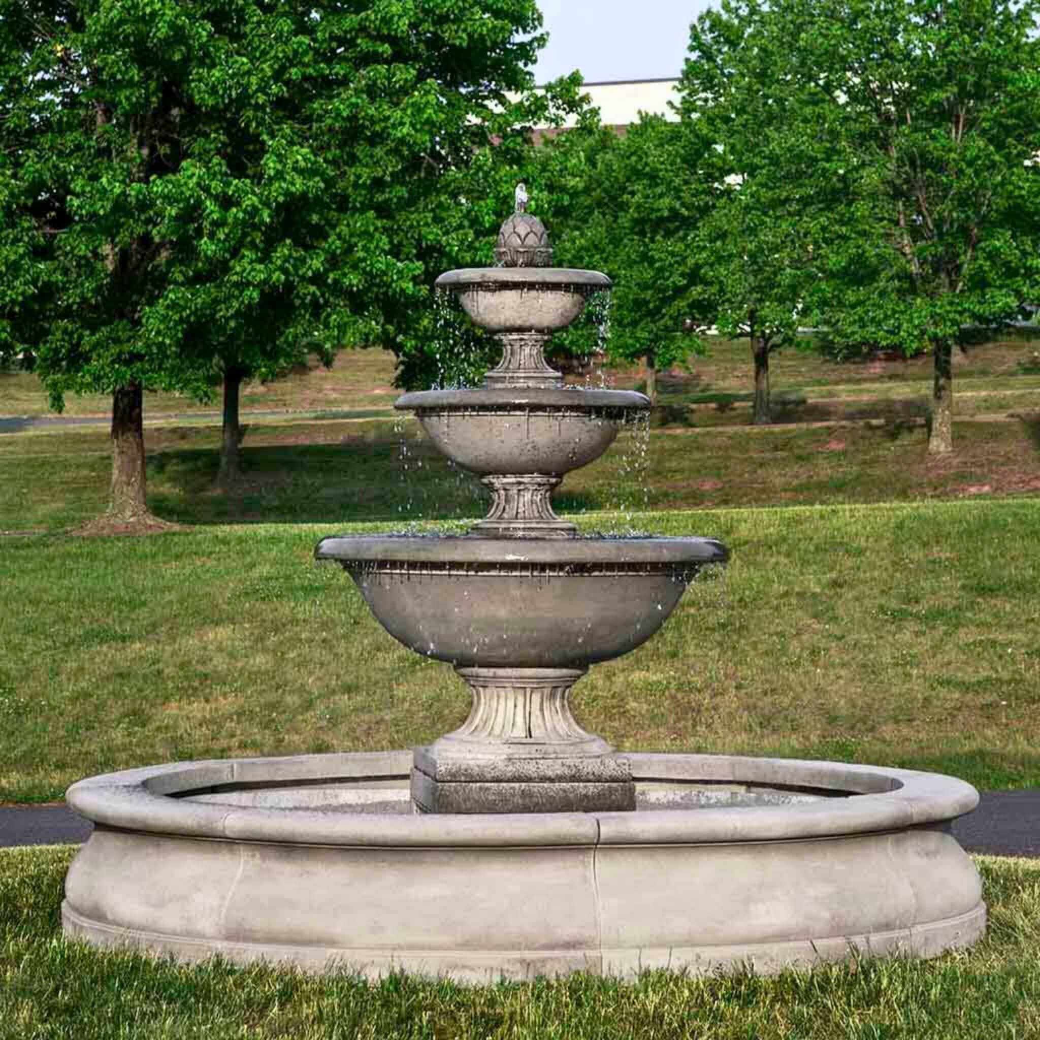 Fonthill 3-Tier Concrete Fountain in Basin - Campania #FT272