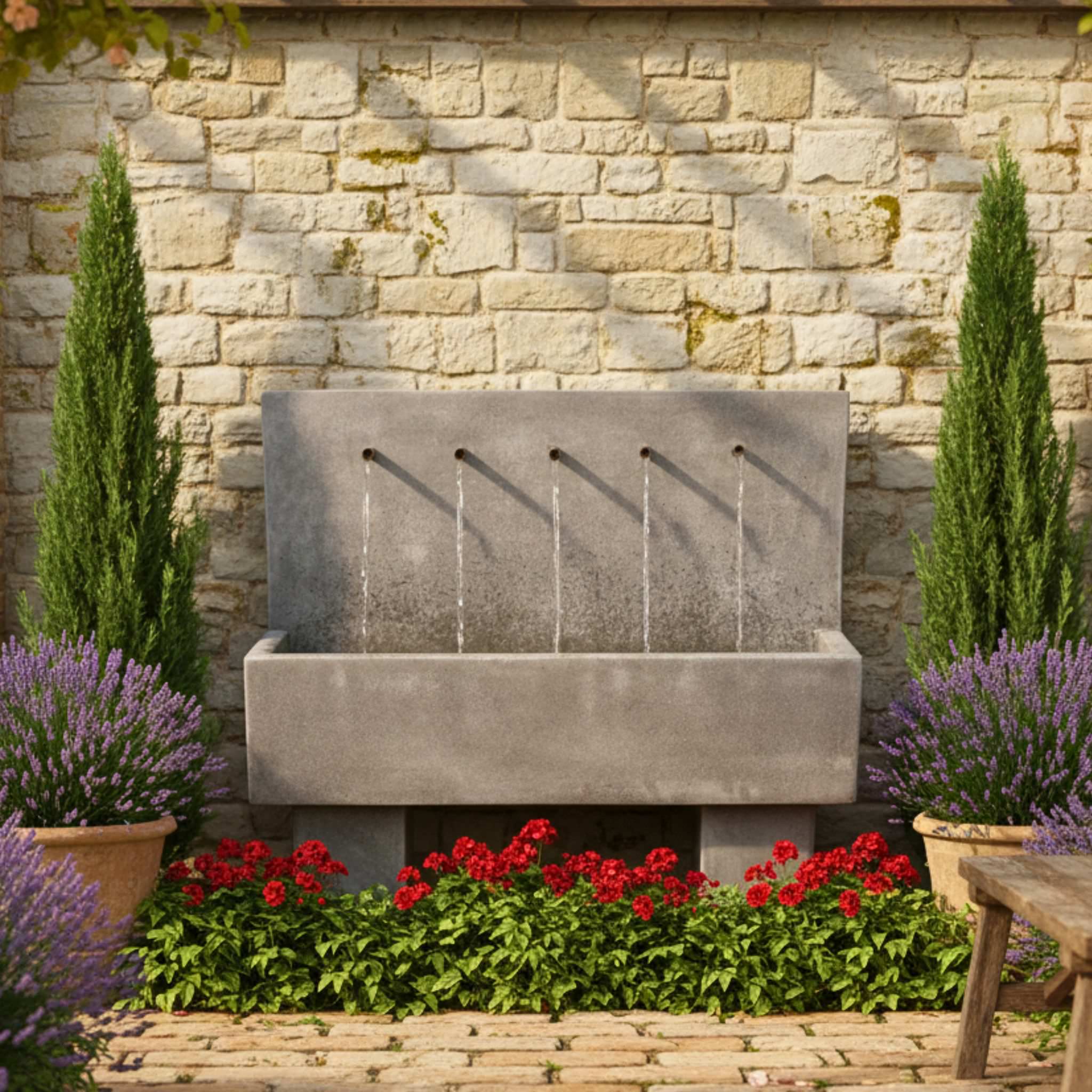 Penta Tall Concrete Wall Fountain - Giannini #1748