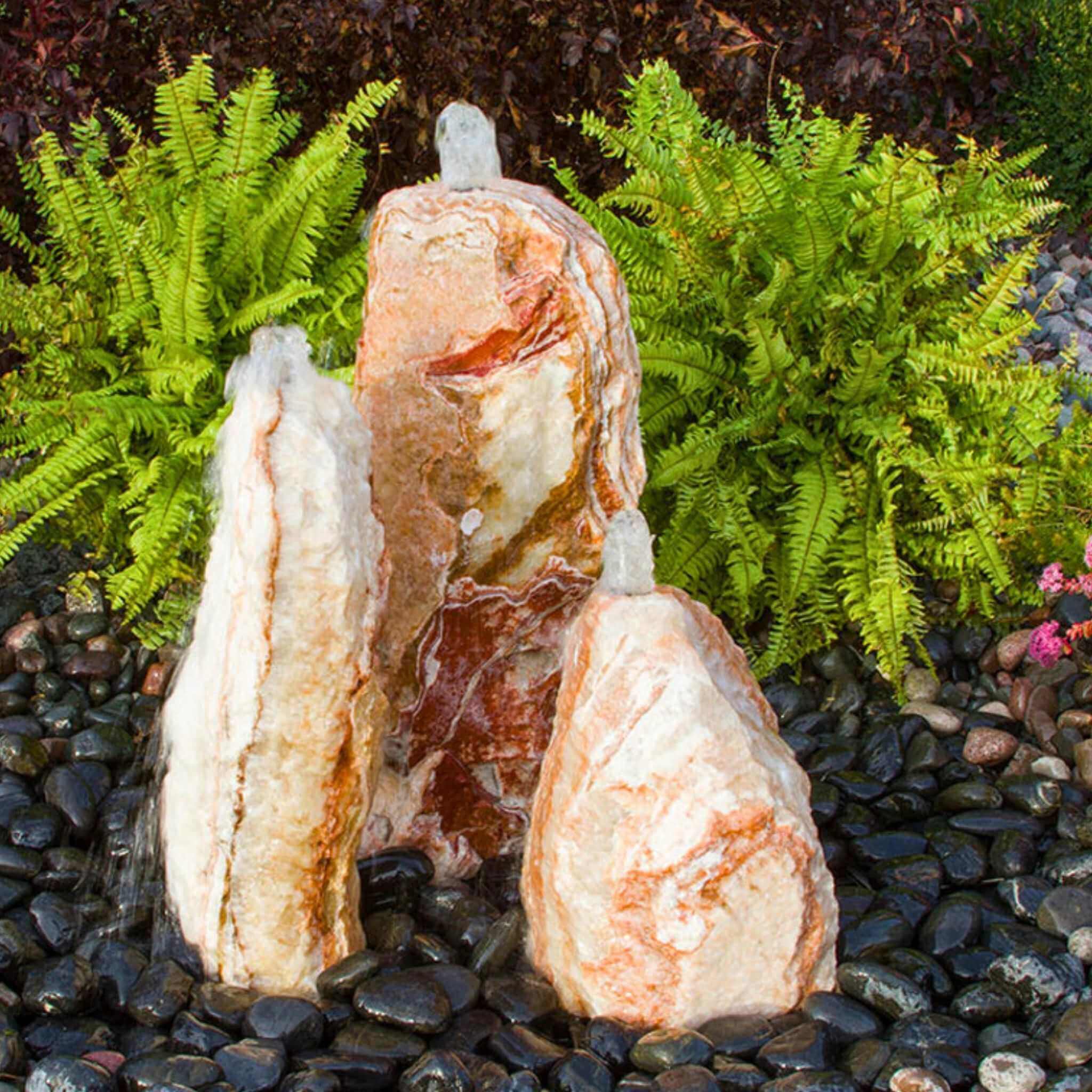 Chiseled "Sunset" 3-Column Stone Fountain - Complete Kit - Blue Thumb