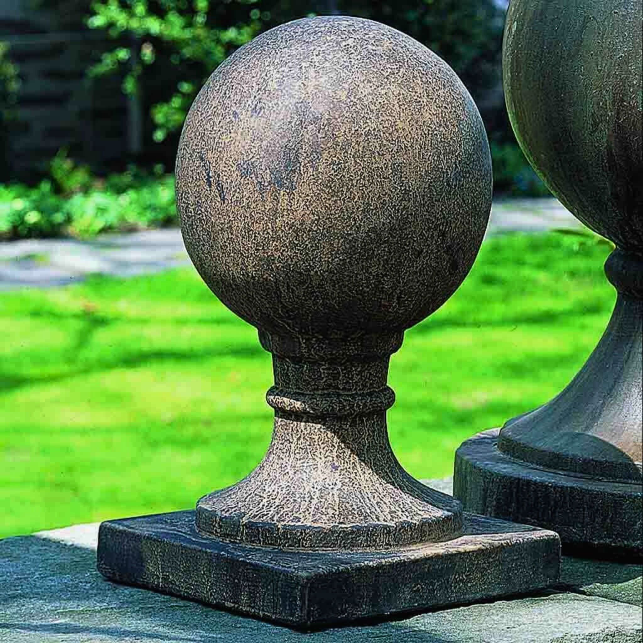 Small Sphere w/Square Base Concrete Garden Statue - Campania #S203