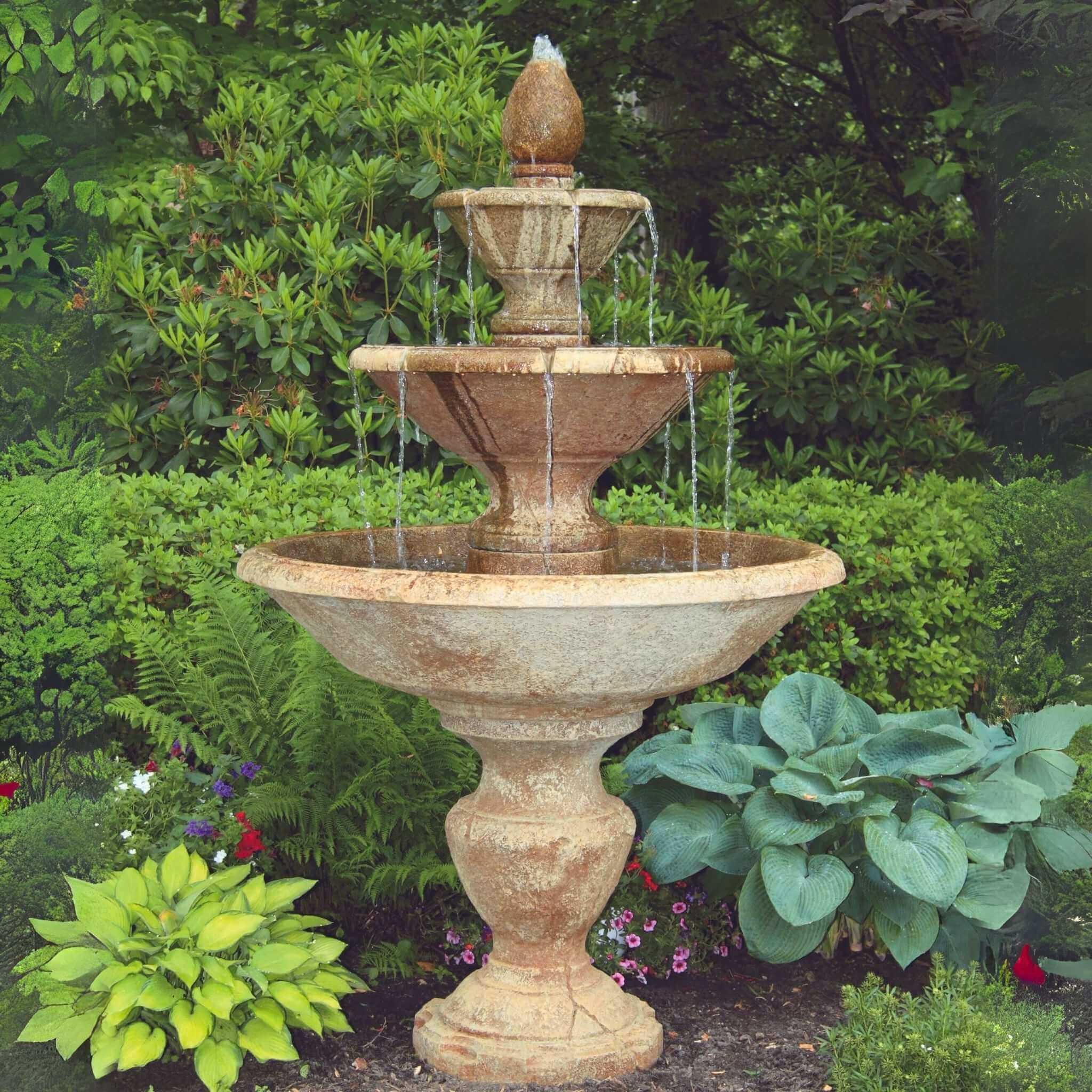 Cortona 3-Tier Concrete Fountain - Massarellis #3875
