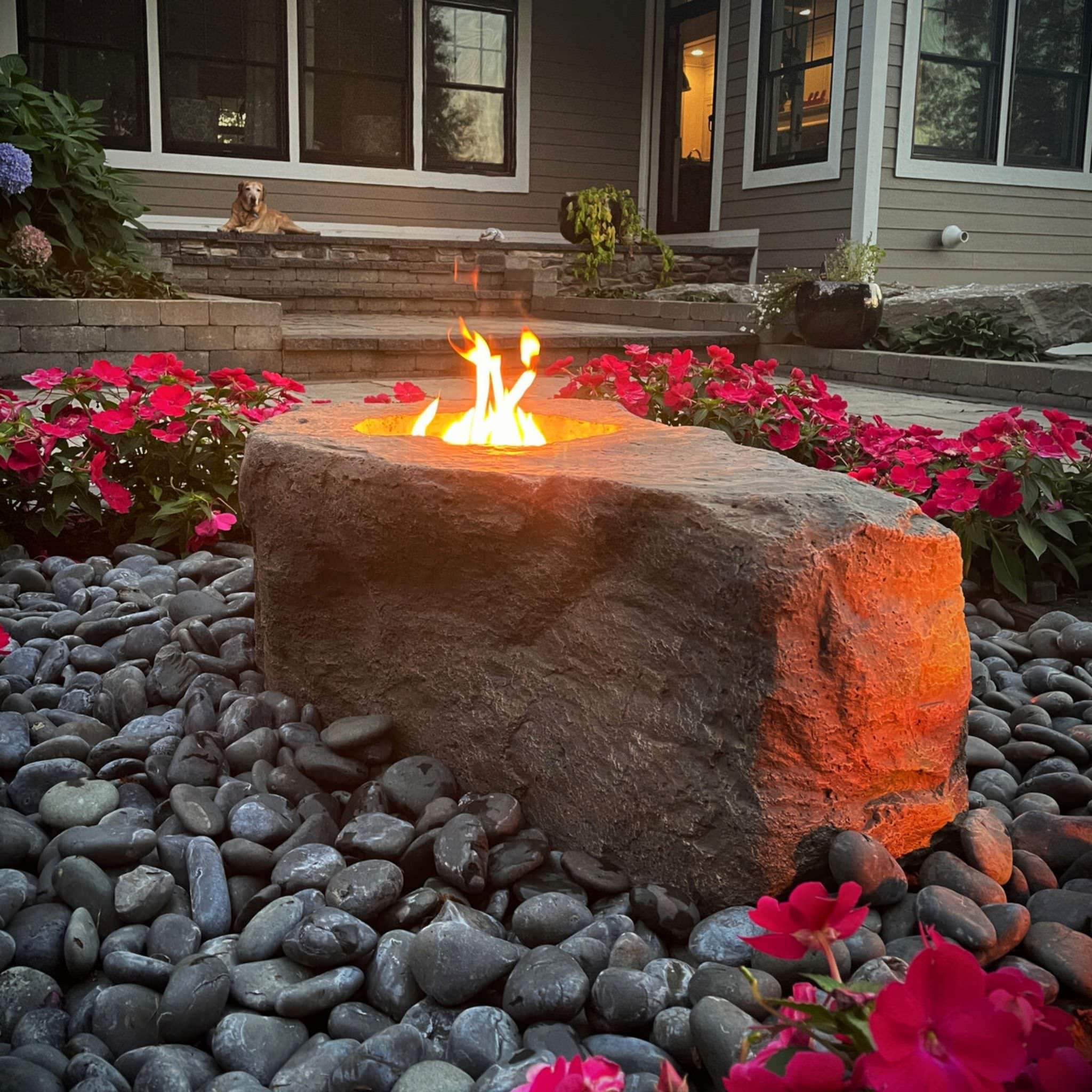 Medium GFRC Fire Boulder - Blue Thumb