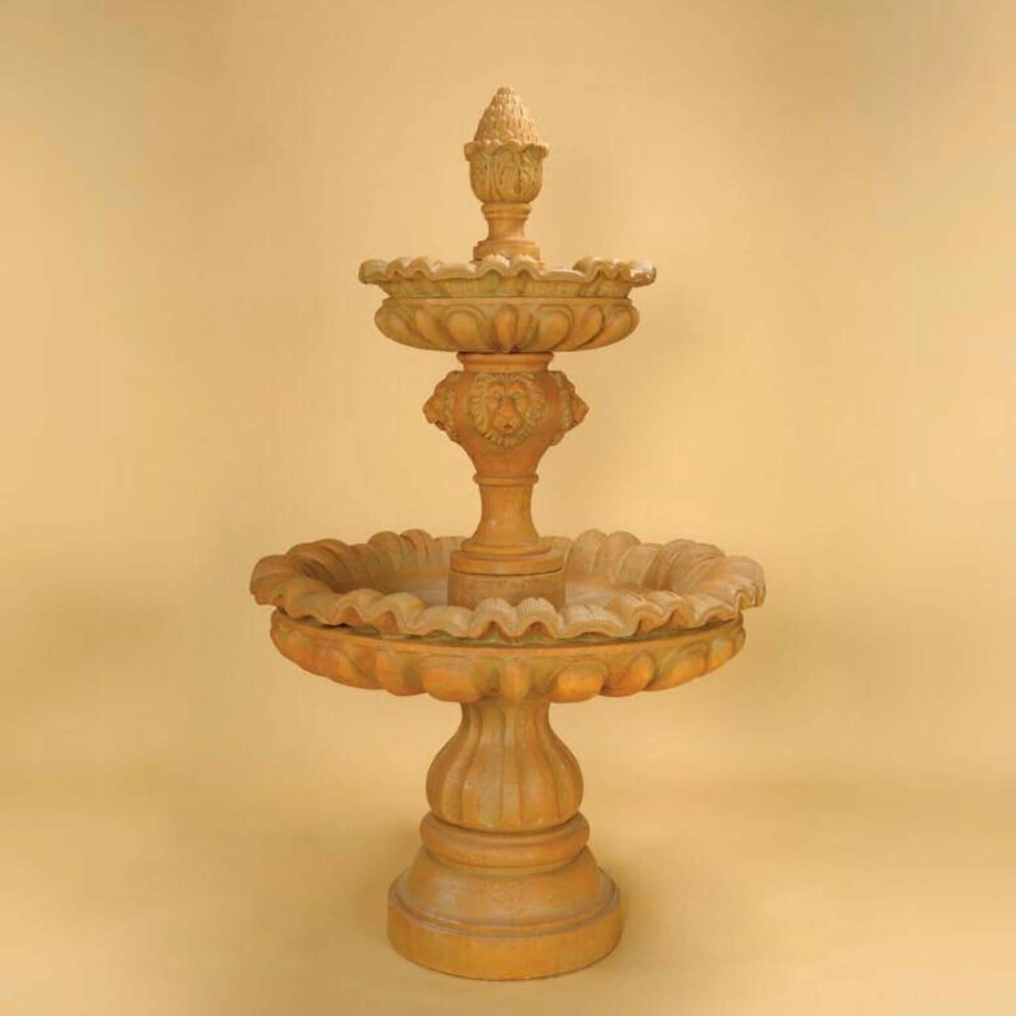 Venezia 2-Tier Lion Head Concrete Fountain - Giannini #1241