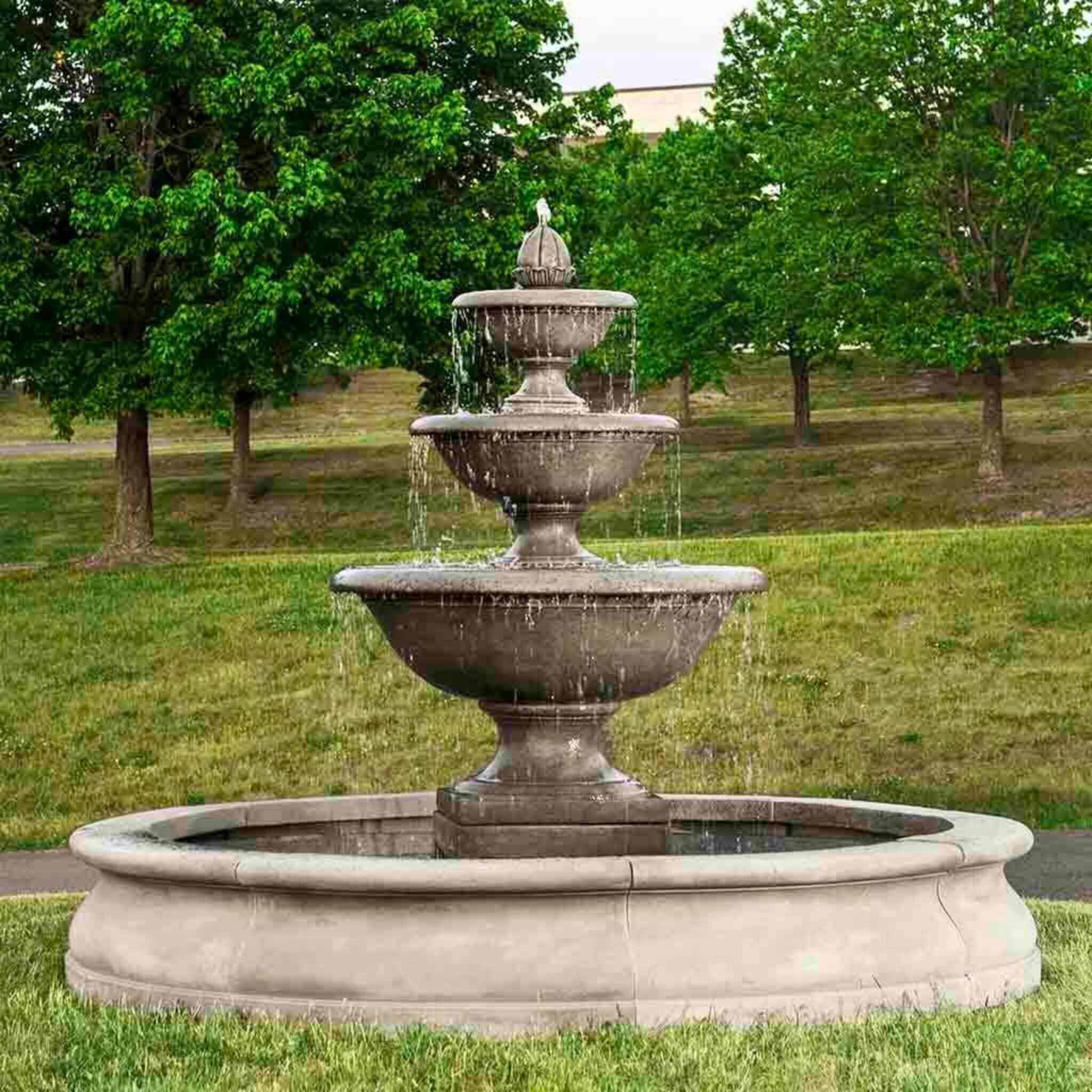 Monteros 3-Tier Concrete Fountain in Basin- Campania #FT270