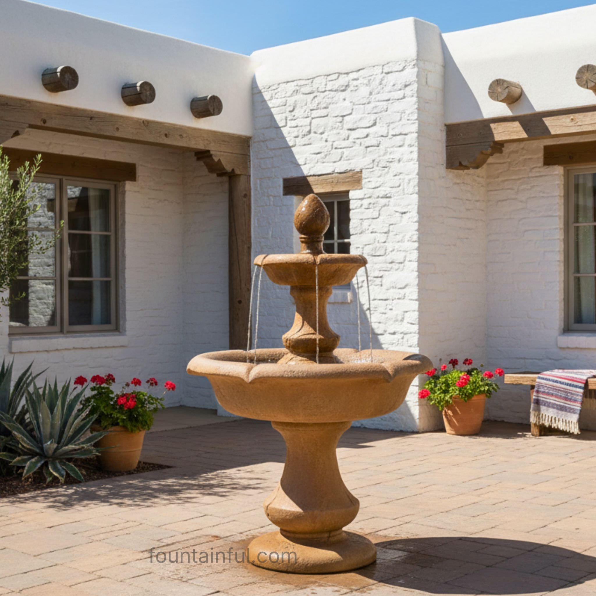 Vincenza 2-Tier Concrete Fountain - Fiore #LG142 - Luxury Italian Garden