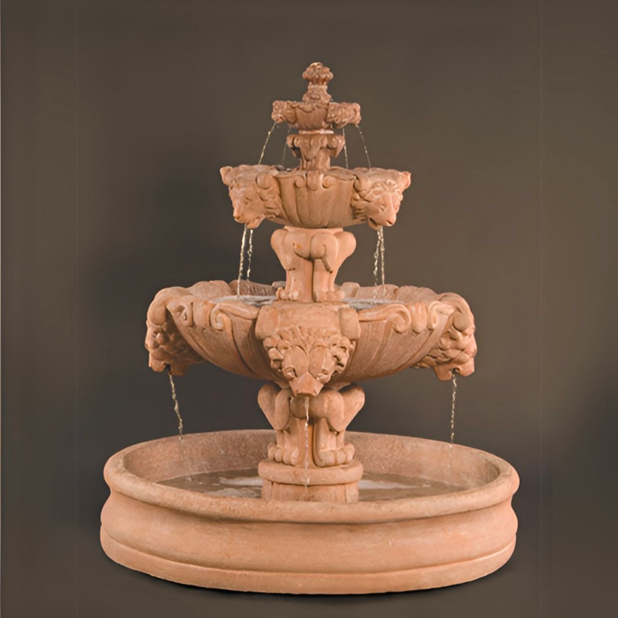 Lion 3-Tier Concrete Fountain w/55" Basin - Fiore #257FMB