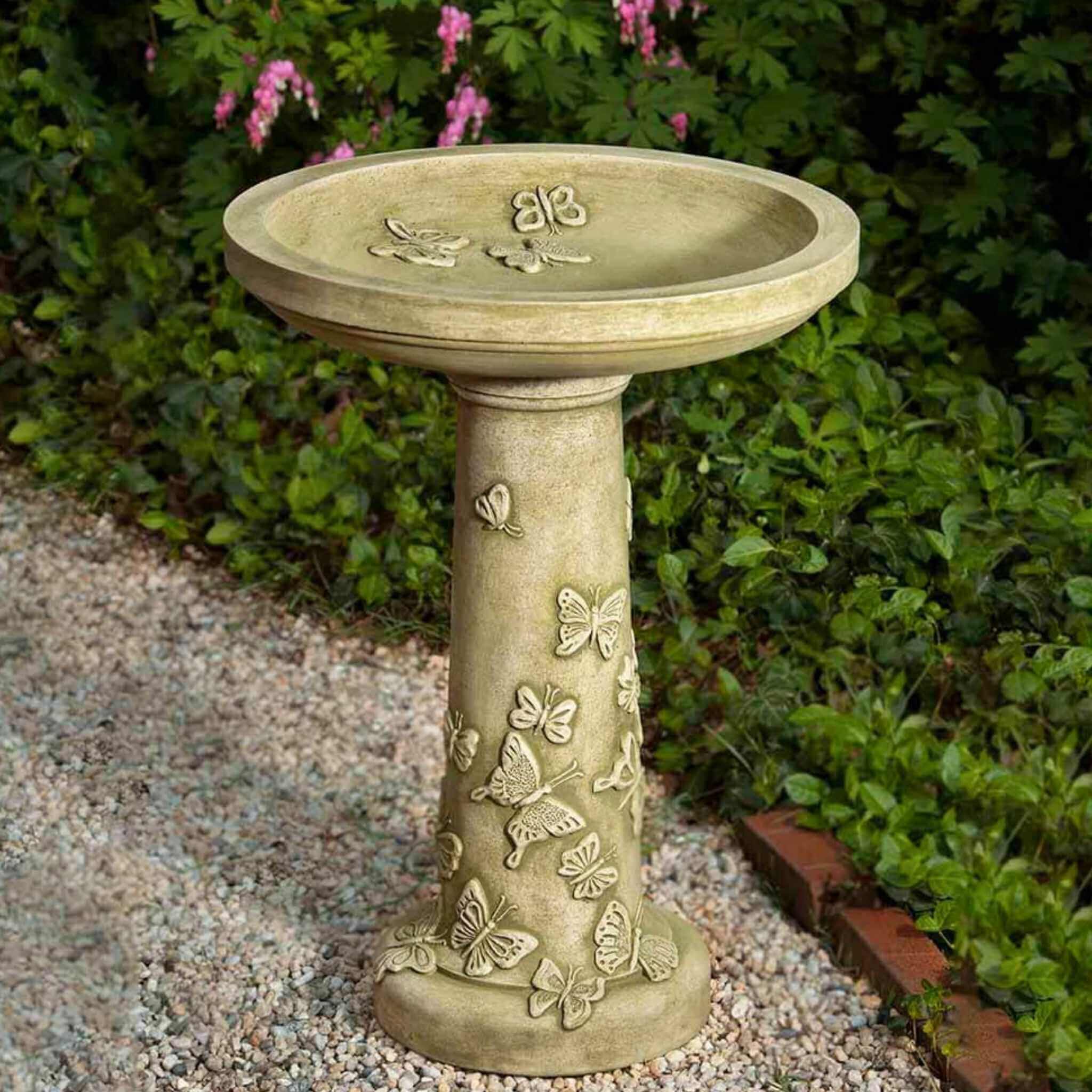 Butterflies are Free Concrete Bird Bath - Campania #B145