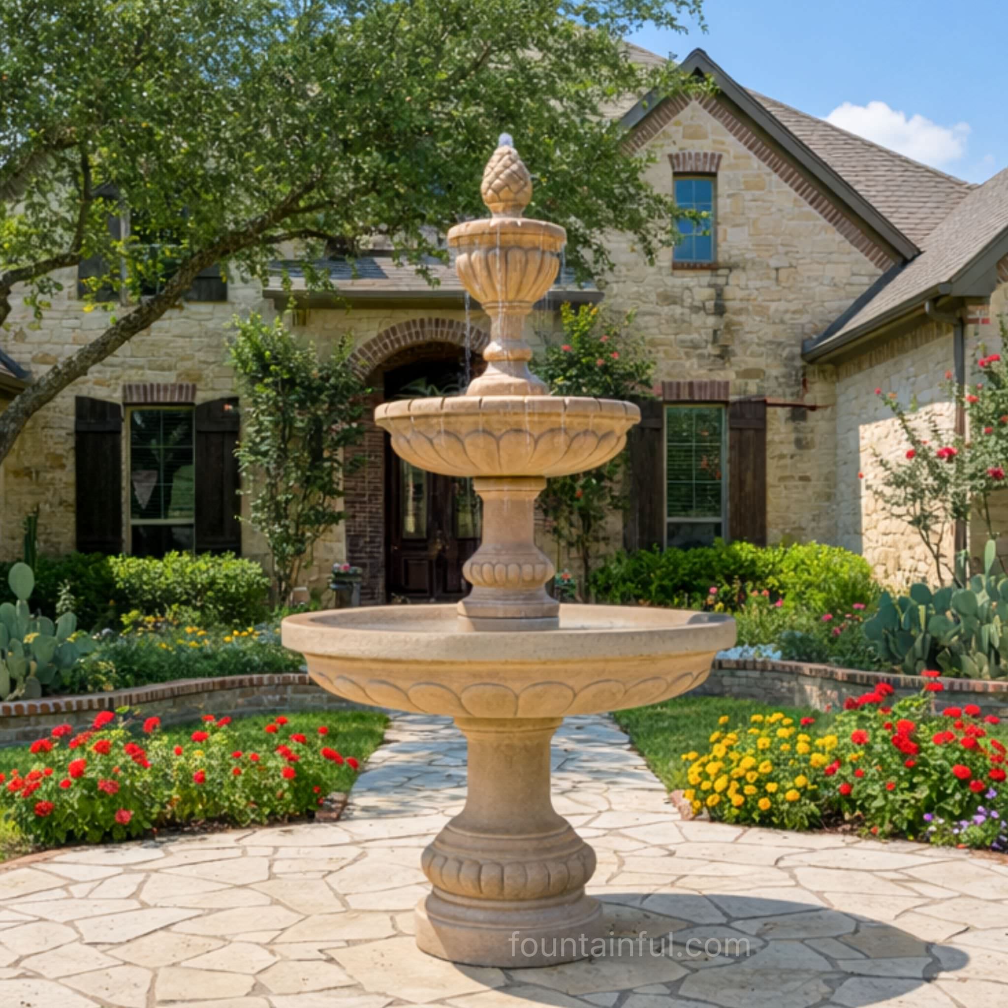 Geneva 3-Tier Concrete Fountain - Fiore #LG164F