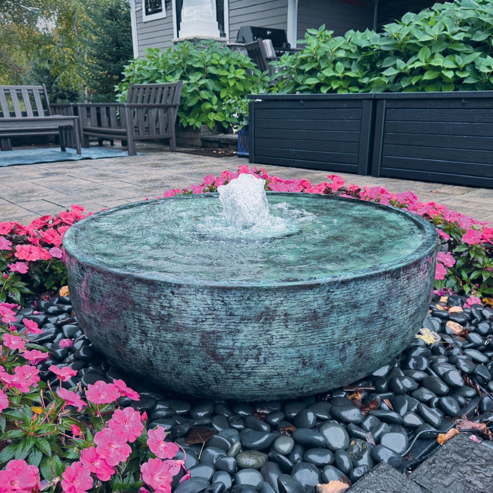 Brass Reflection Bowl Fountain - Complete Kit - Blue Thumb - Metal