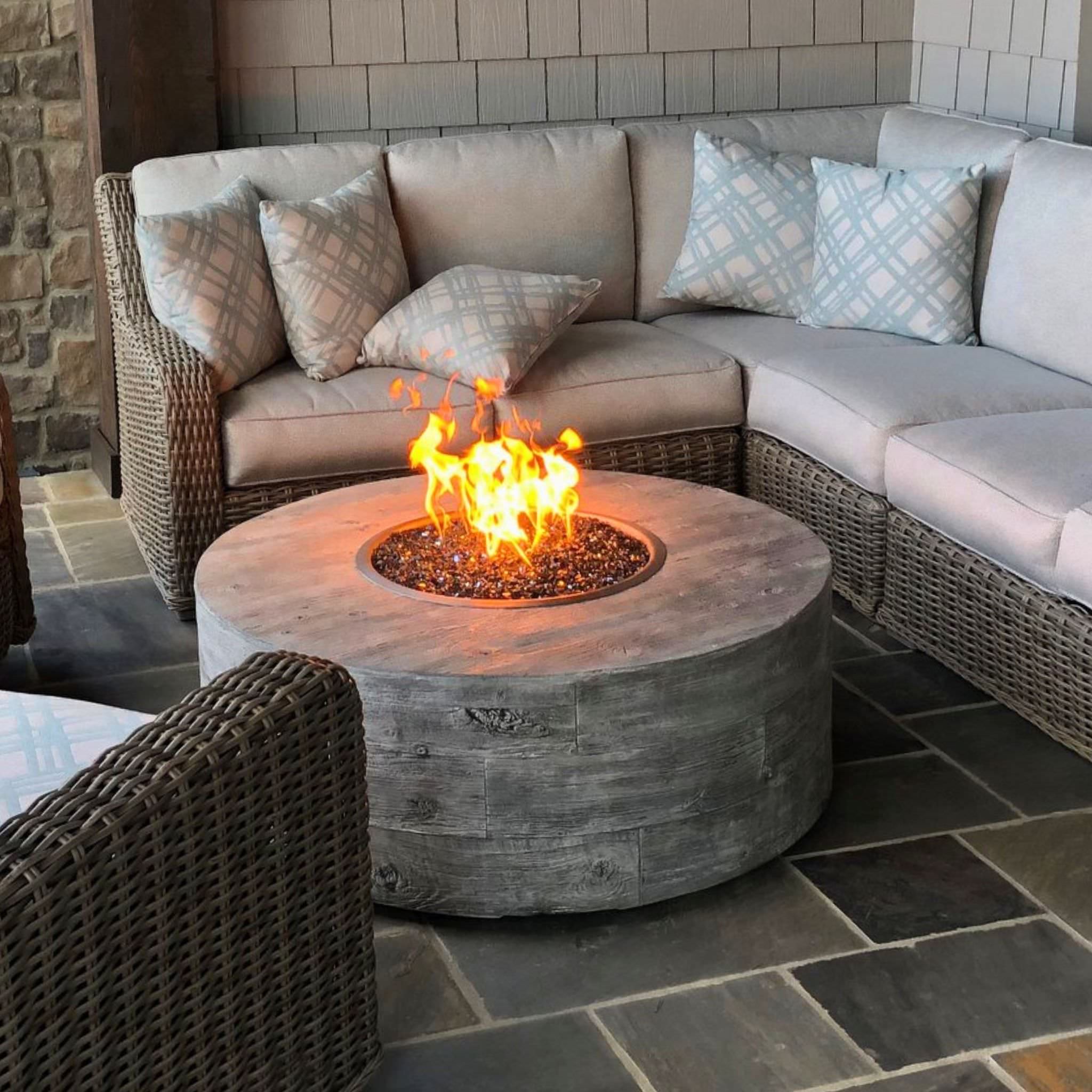 Sequoia "Woodgrain" Concrete Gas Fire Pit - Outdoor Plus