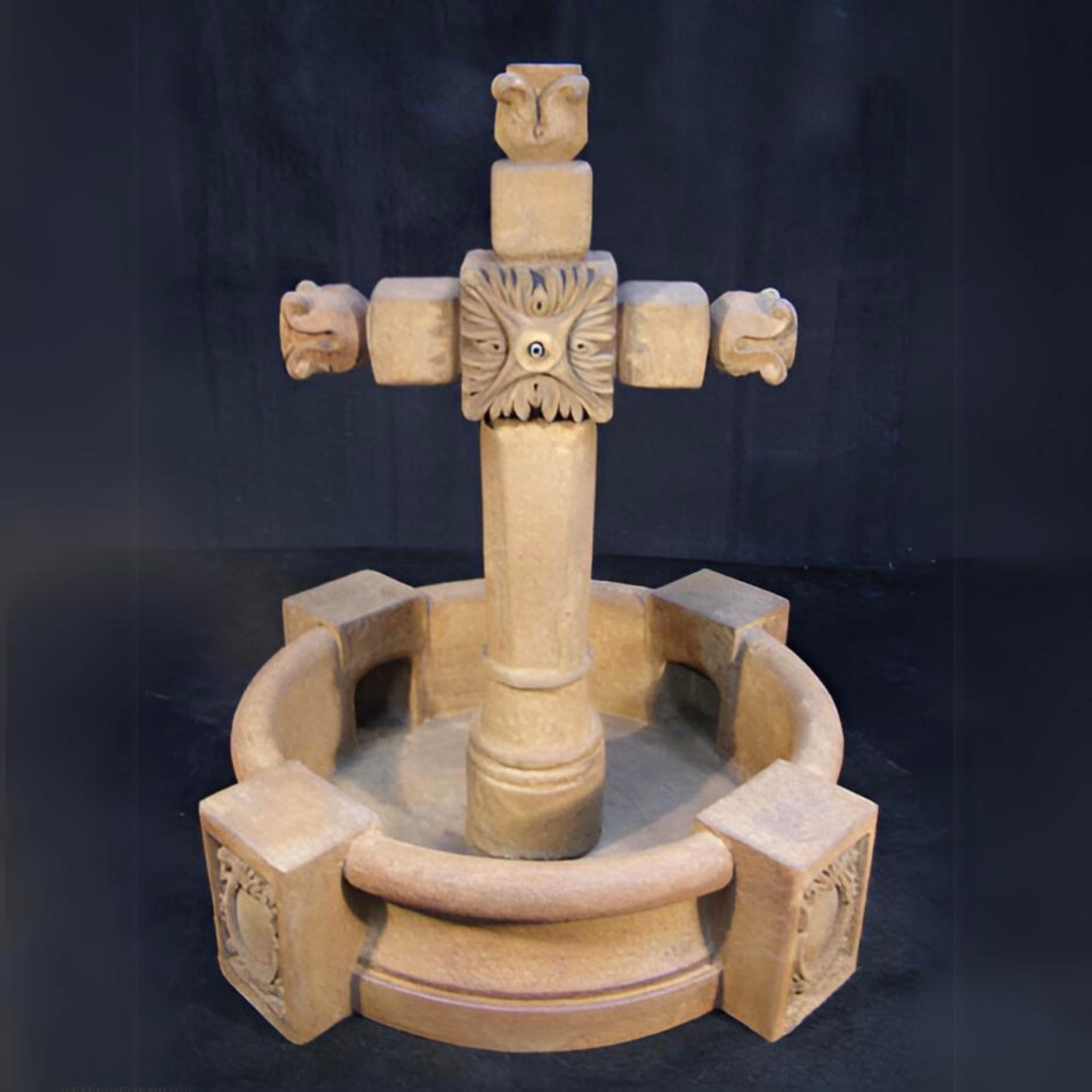 Ancient Cross Concrete Pond Fountain - Fiore #2145