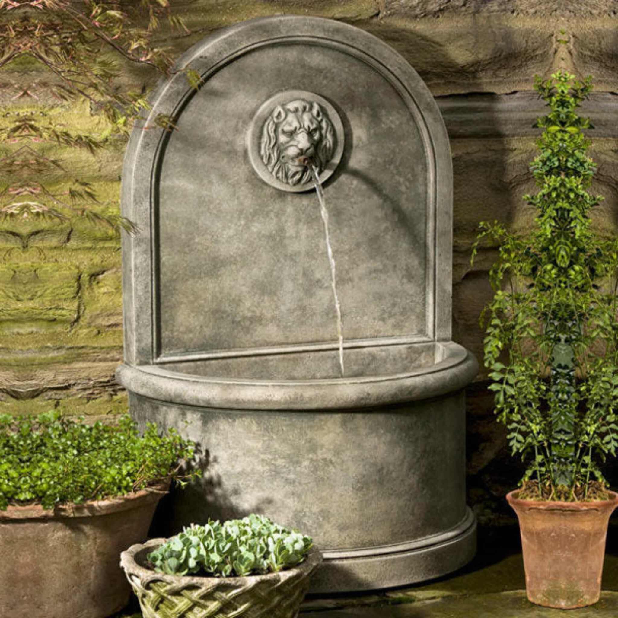 Lion Concrete Wall Fountain - Campania #FT165