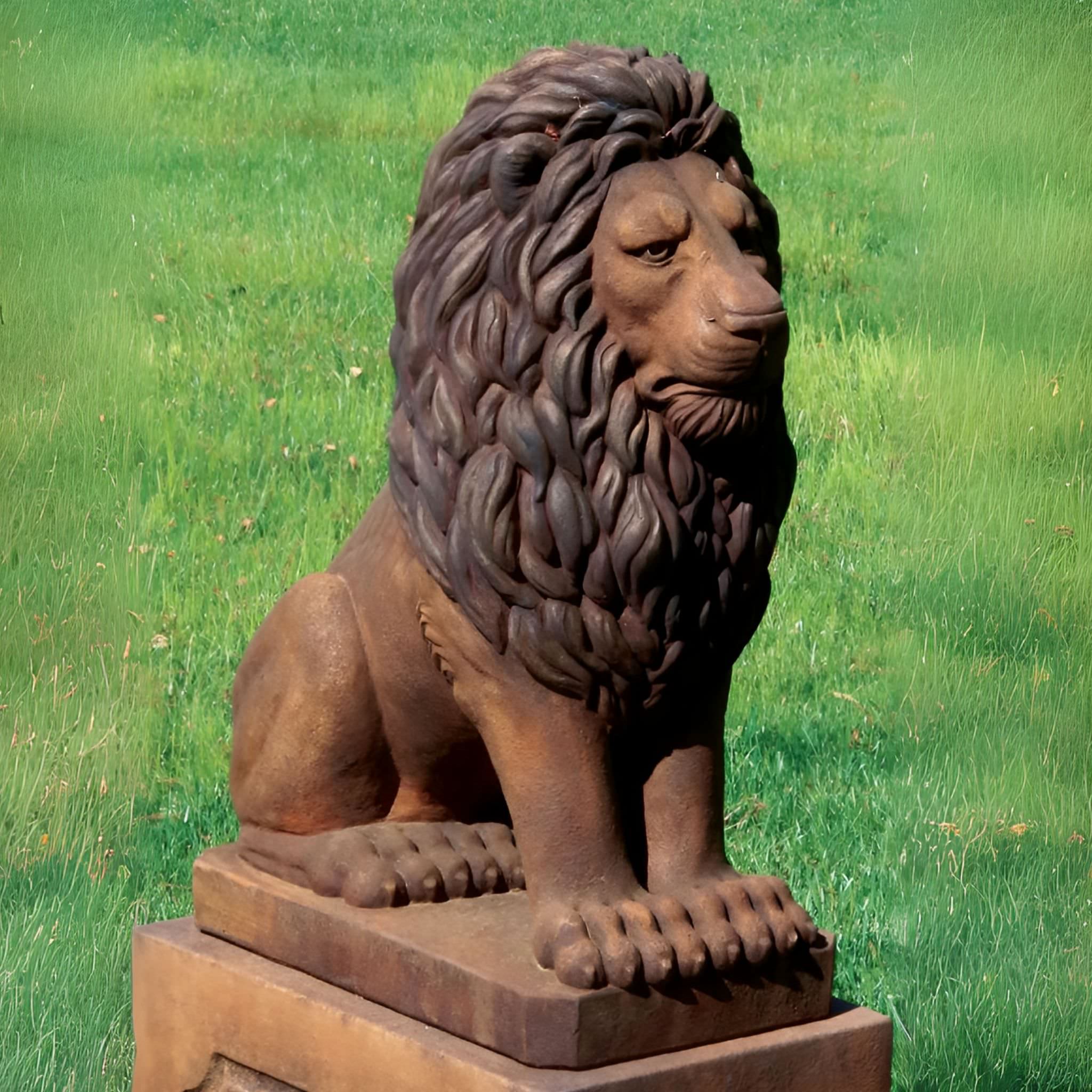 30" Grandessa Sitting Lion Concrete Statue - Massarellis #4022
